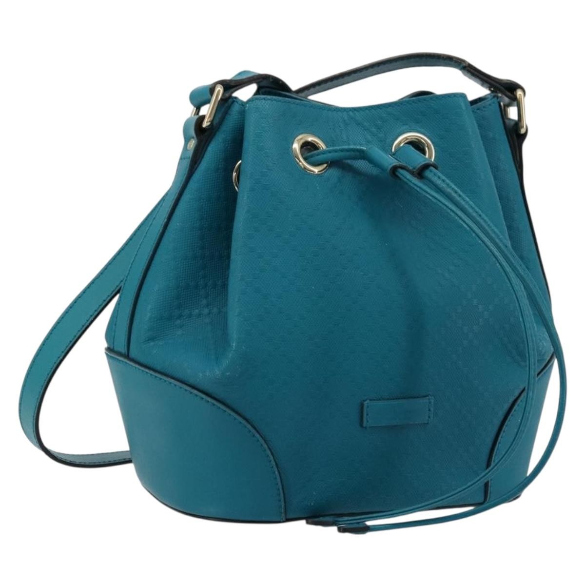 Gucci Bright Bucket Diamante Leather Blue Leather Shoulder Bag Bag (Pre-Owned)