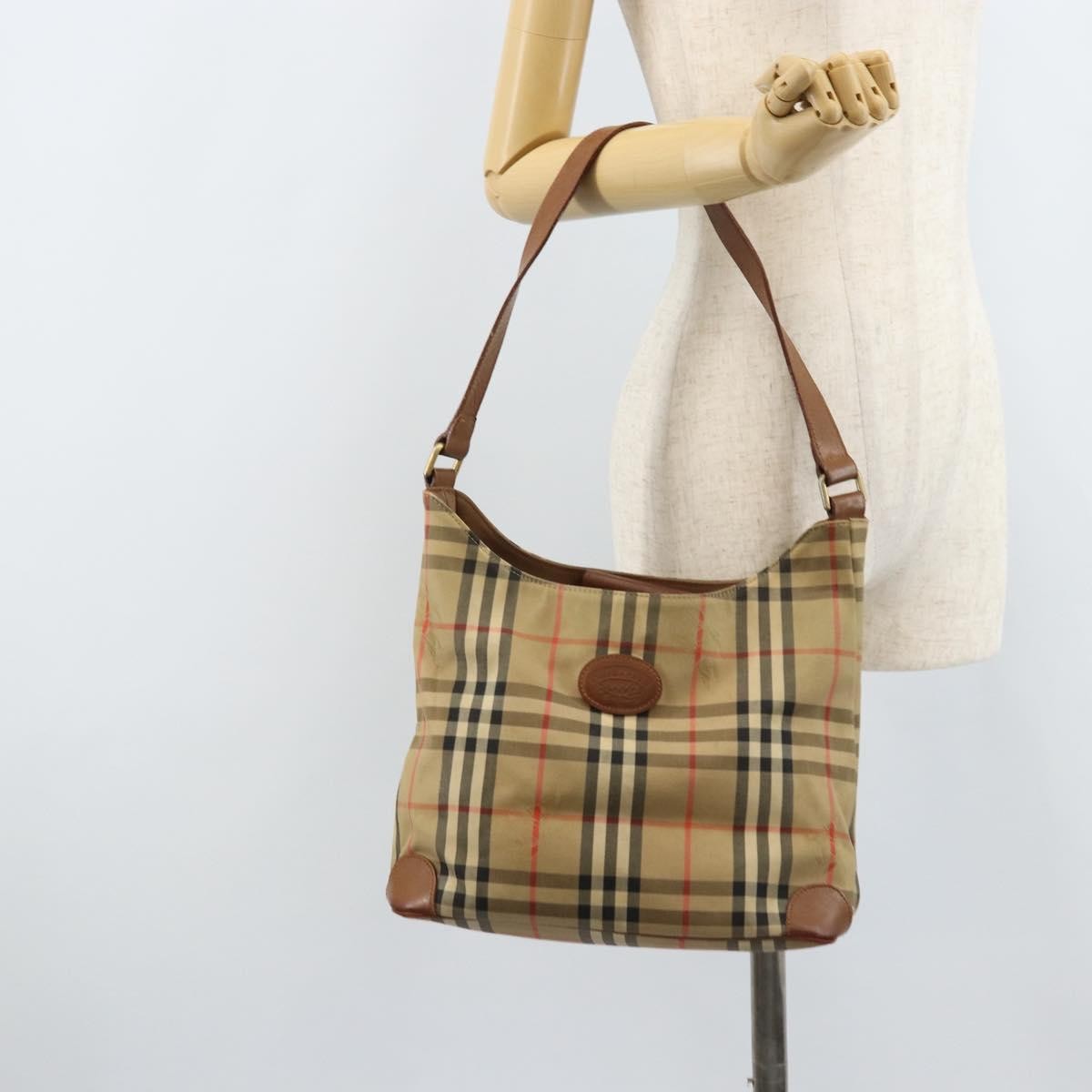 Burberry Nova Check Canvas And Leather Beige Canvas Shoulder Bag Bag (Pre-Owned)