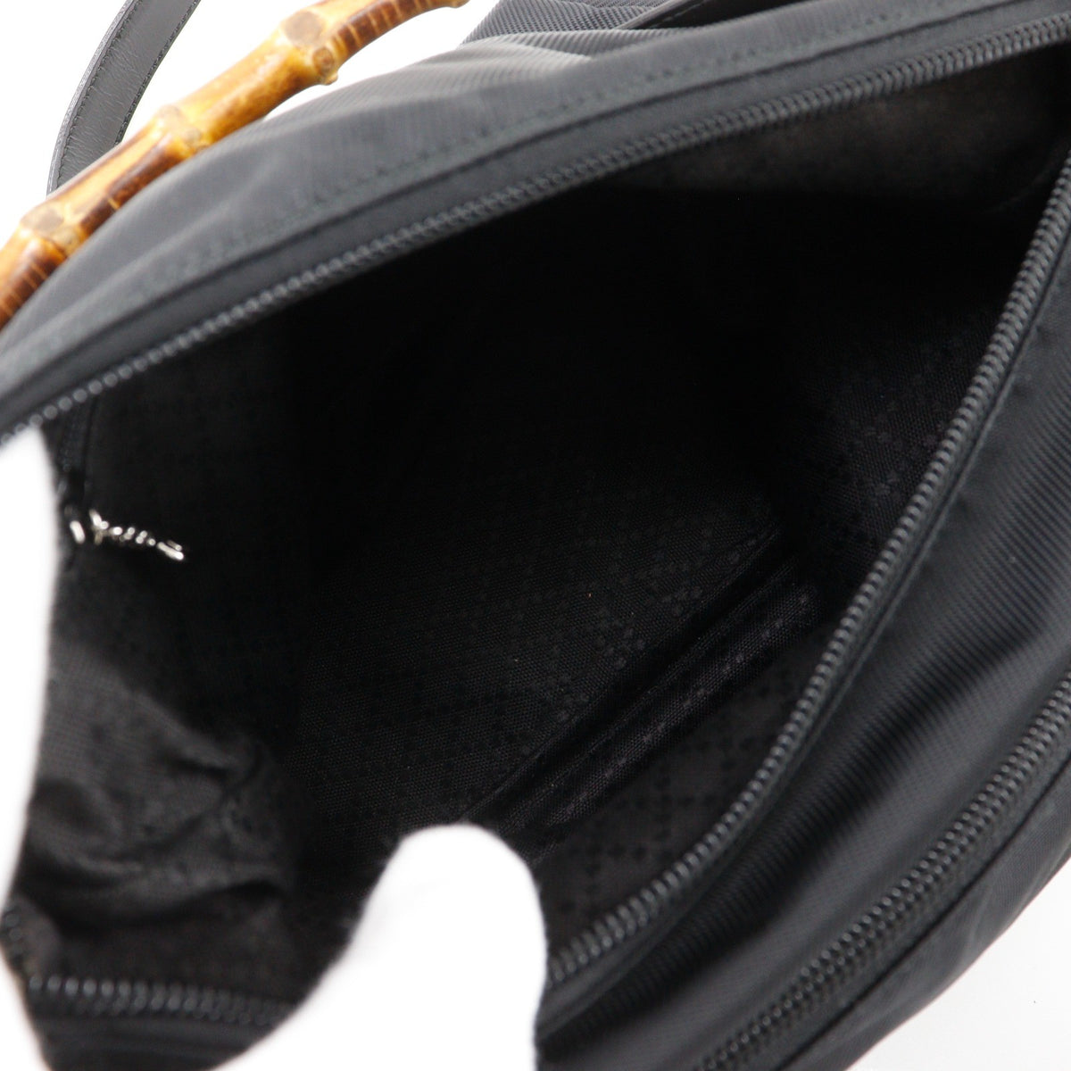 Gucci Sherry Bamboo Nylon Black Nylon Shoulder Bag Bag (Pre-Owned)