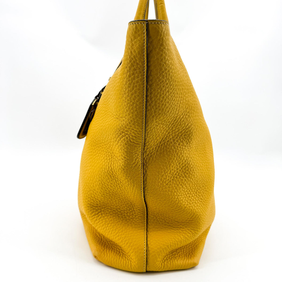 Prada Front Pocket Convertible Tote Leather Yellow Leather Tote Bag Bag (Pre-Owned)