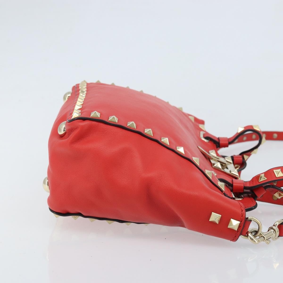 Valentino Garavani Rockstud Tote Soft Leather Red Leather Tote Bag Bag (Pre-Owned)