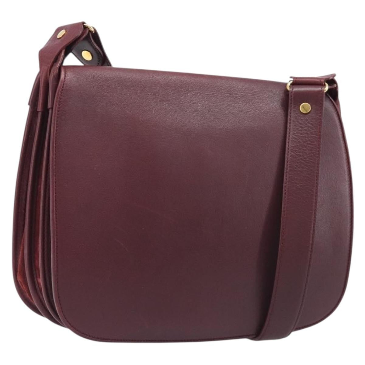 Cartier Must De Cartier Leather Burgundy Leather Shoulder Bag Bag (Pre-Owned)