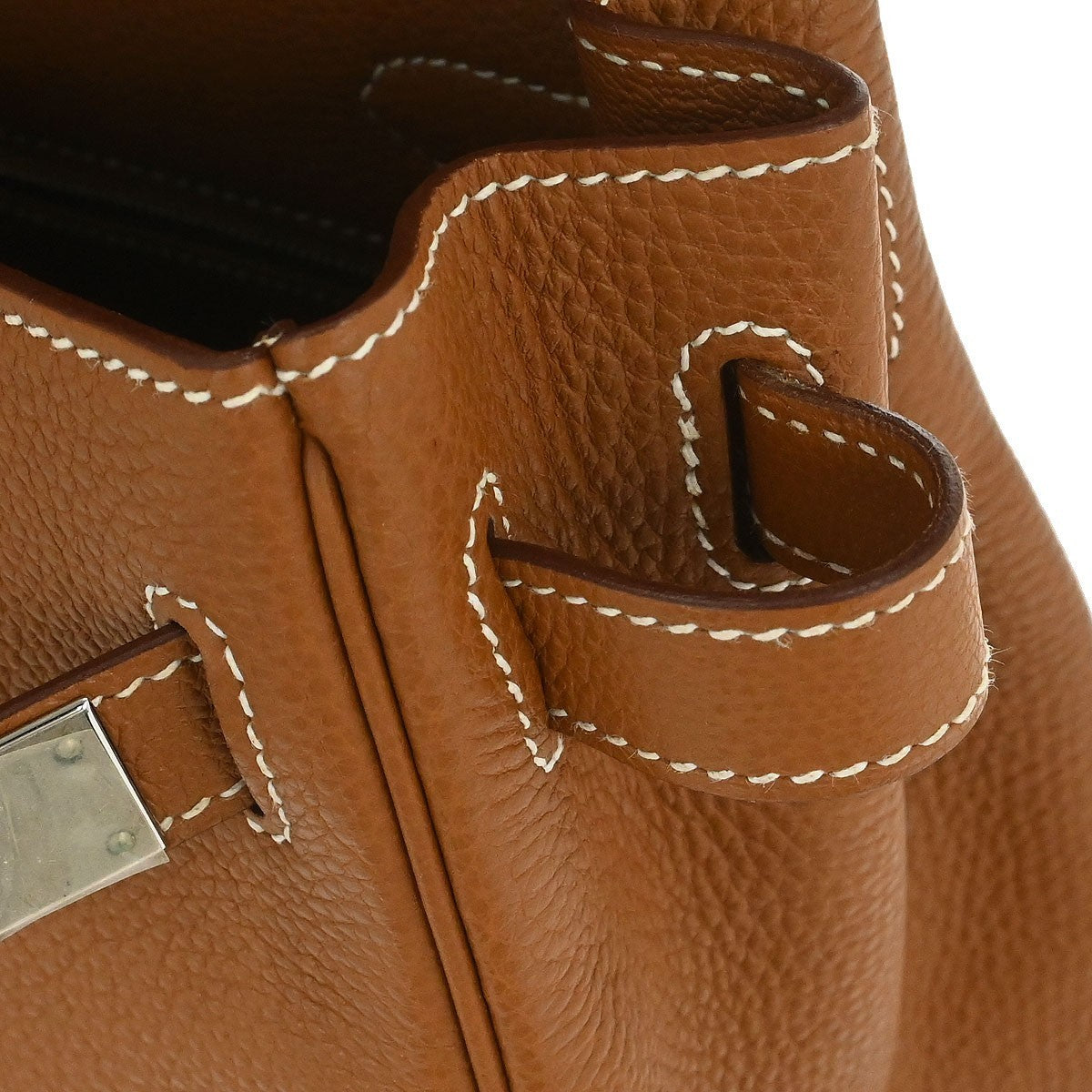 Hermes Kelly Brown Togo With Palladium Hardware Brown Leather Handbag (Pre-Owned)