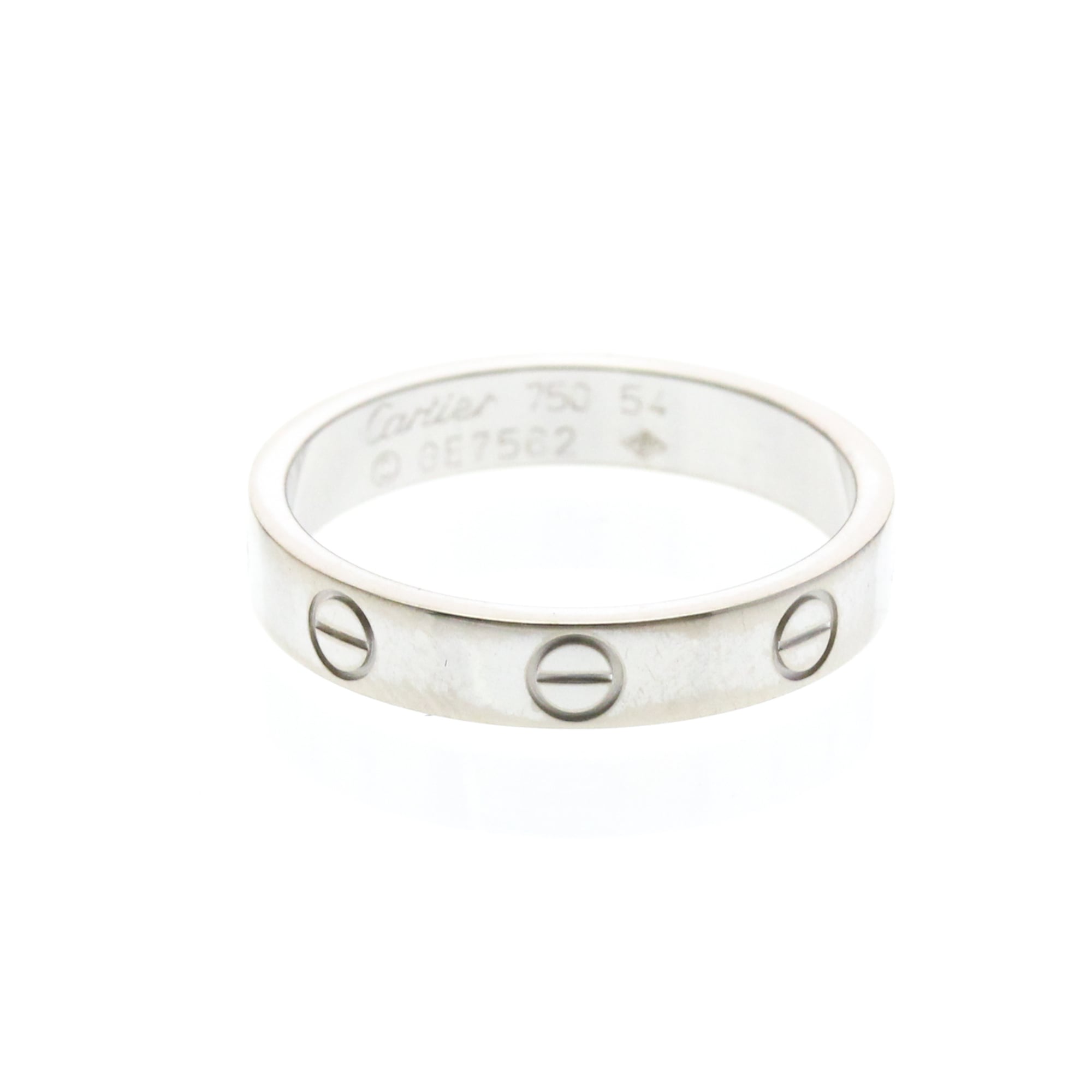 Cartier Love Band 18K White Gold Silver White_Gold Ring Jewelry (Pre-Owned)