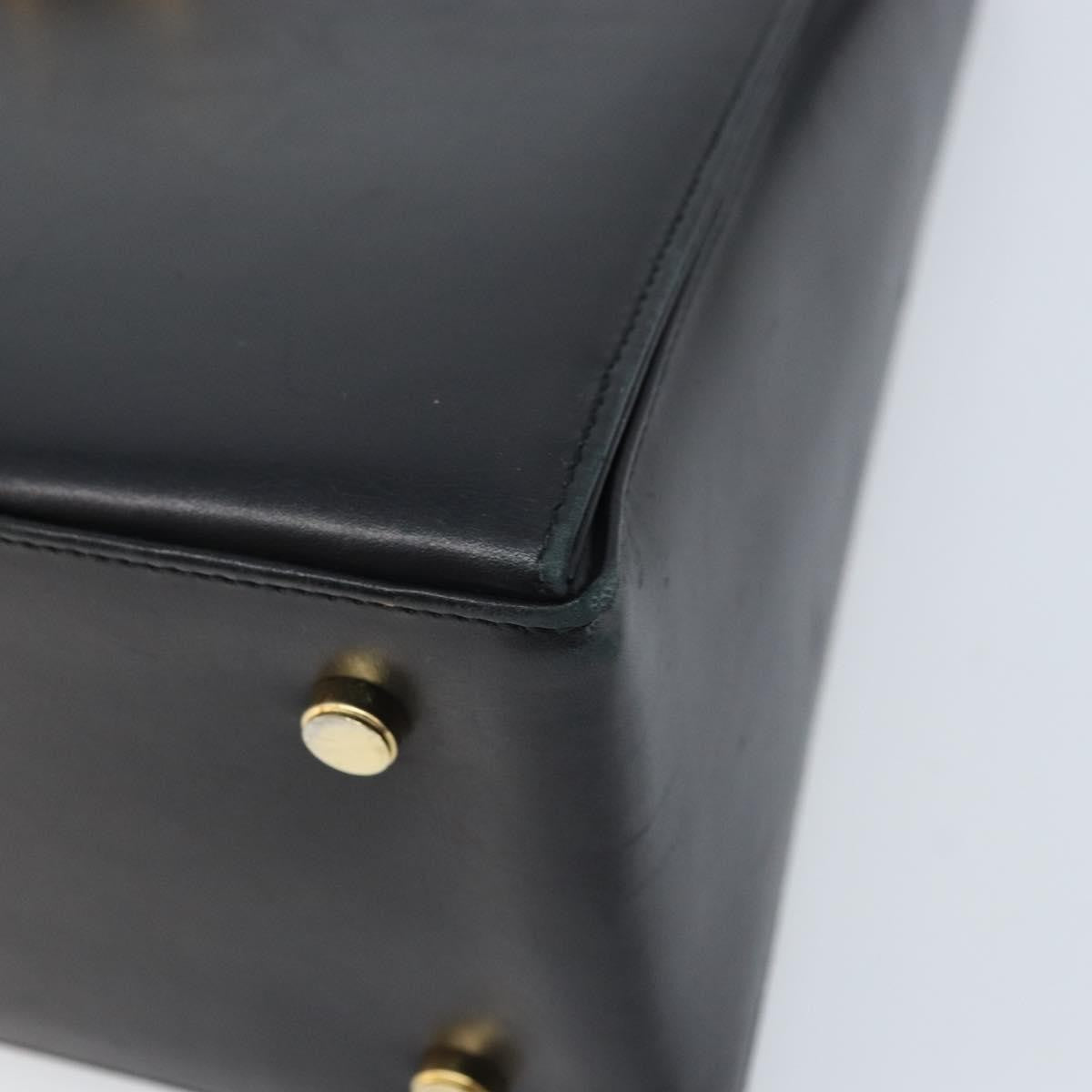 Salvatore Ferragamo Gancini Convertible Top Handle Leather Black Leather Handbag (Pre-Owned)