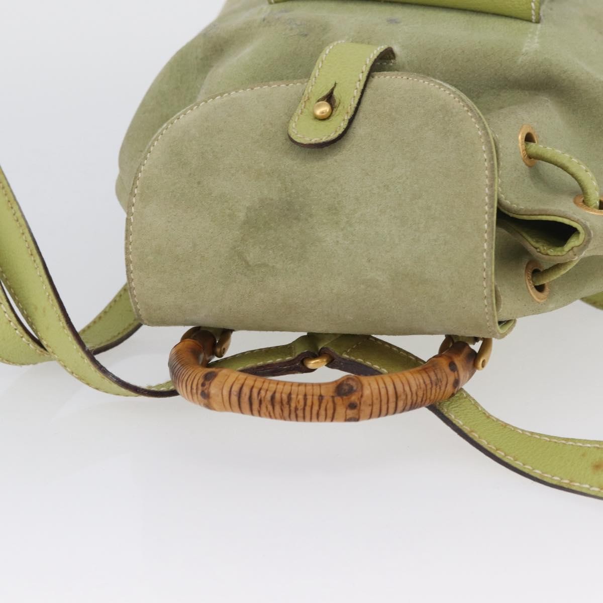 Gucci Gucci Bamboo Daim Green Suede Backpack Bag (Pre-Owned)