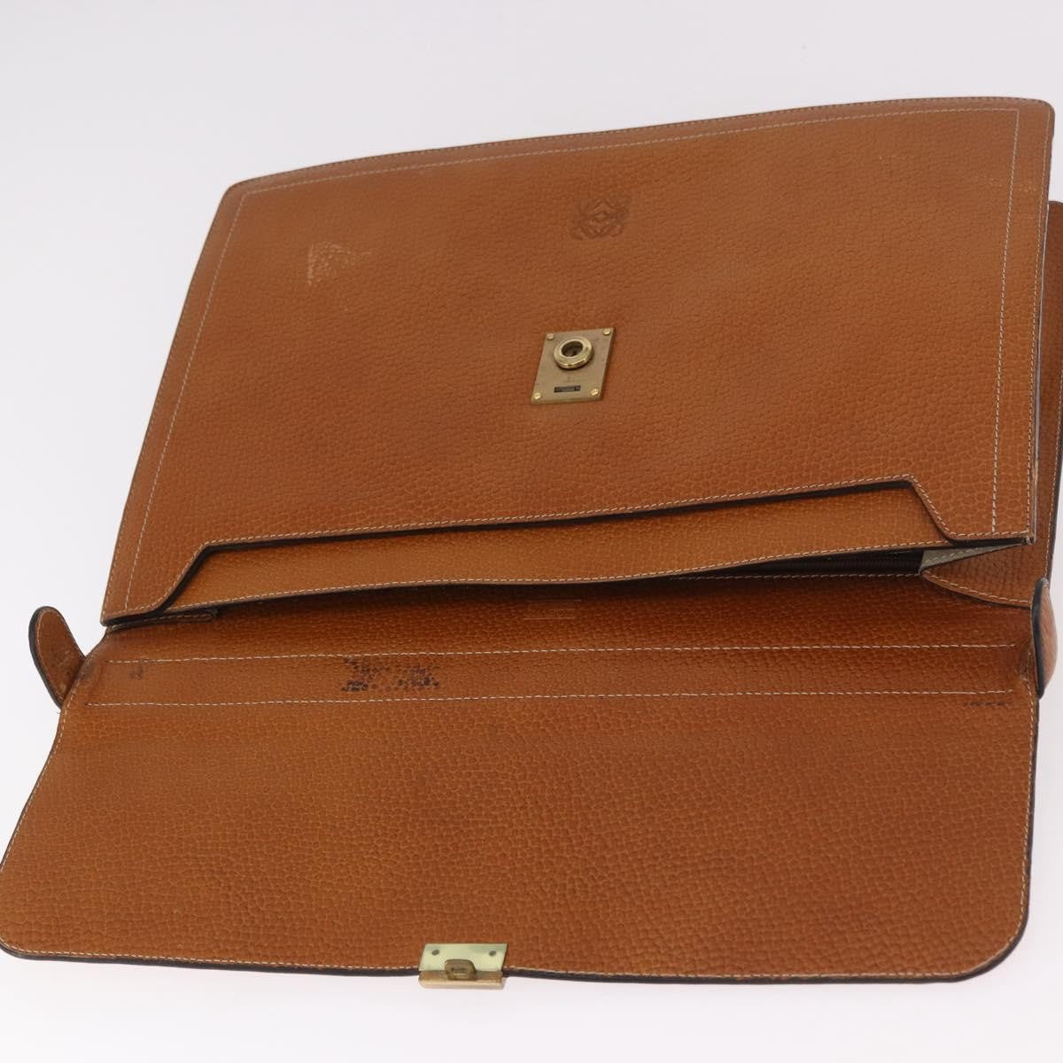 Loewe Anagram Business Leather Brown Leather Briefcase Bag (Pre-Owned)
