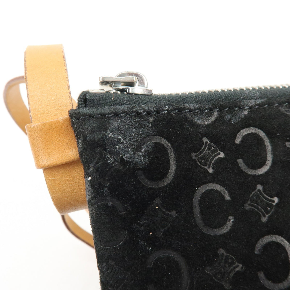 Celine C Macadam Shoulder Suede Black Suede Handbag (Pre-Owned)