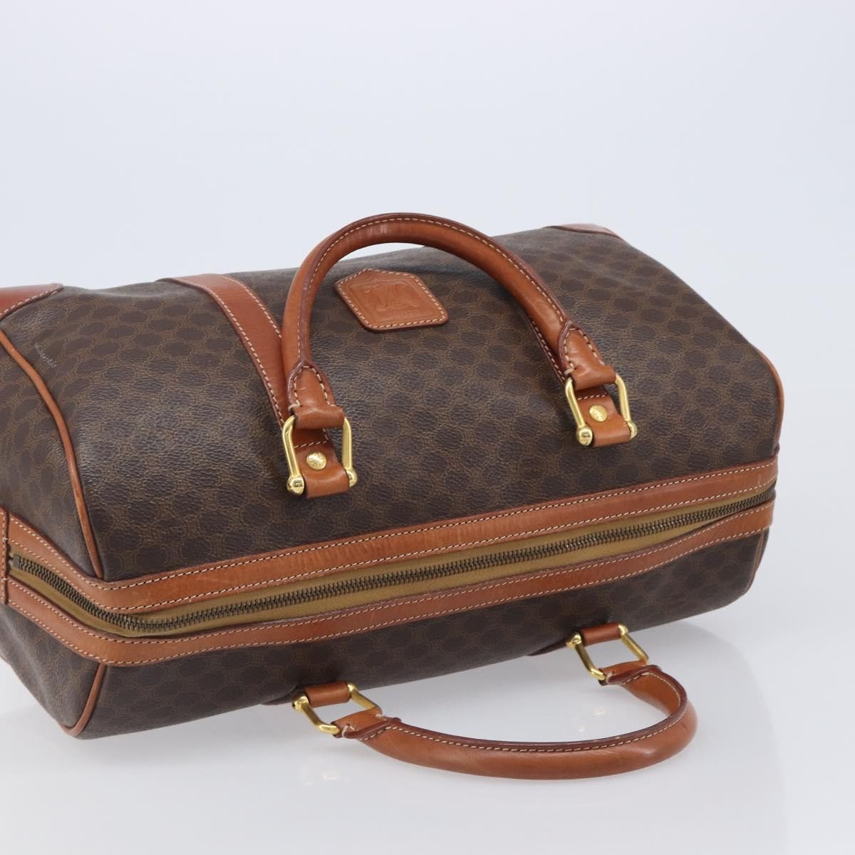 Celine Vintage Duffle Macadam Coated Canvas Brown Pvc Handbag (Pre-Owned)