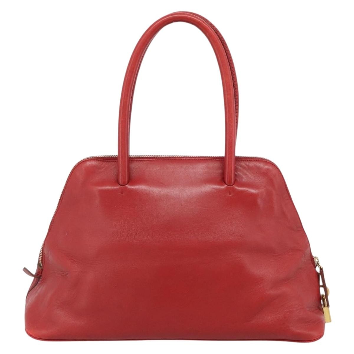 Prada Promenade Saffiano Leather Red Leather Handbag (Pre-Owned)