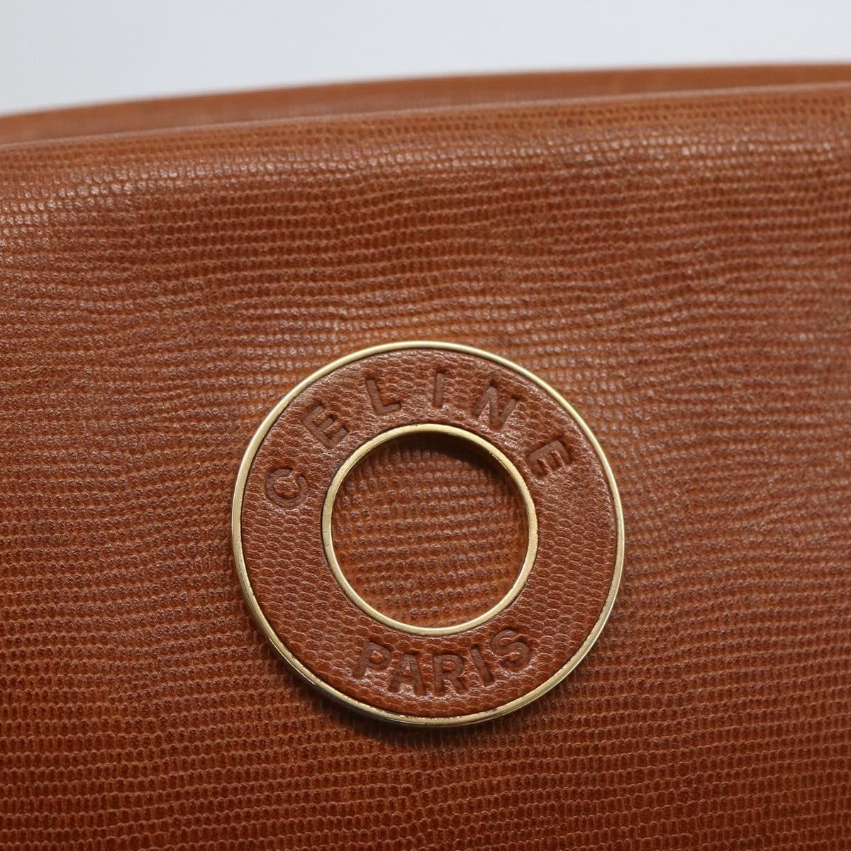 Celine Vintage Circle Logo Leather Brown Leather Shoulder Bag Bag (Pre-Owned)