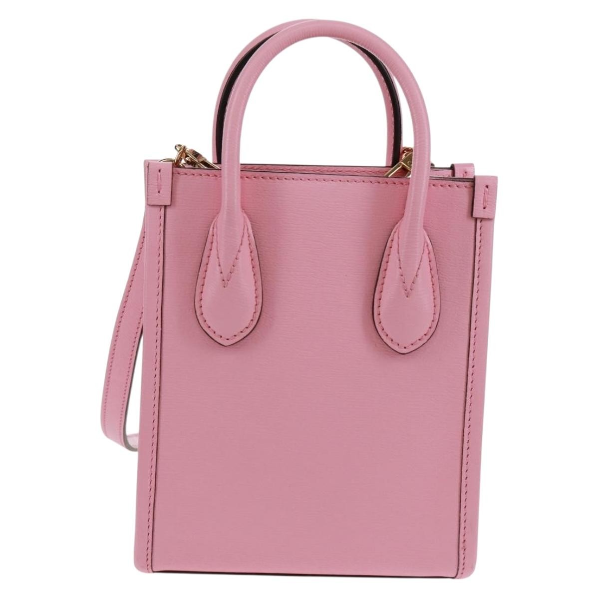 Gucci Vertical Tote Printed Leather Pink Leather Tote Bag Bag (Pre-Owned)