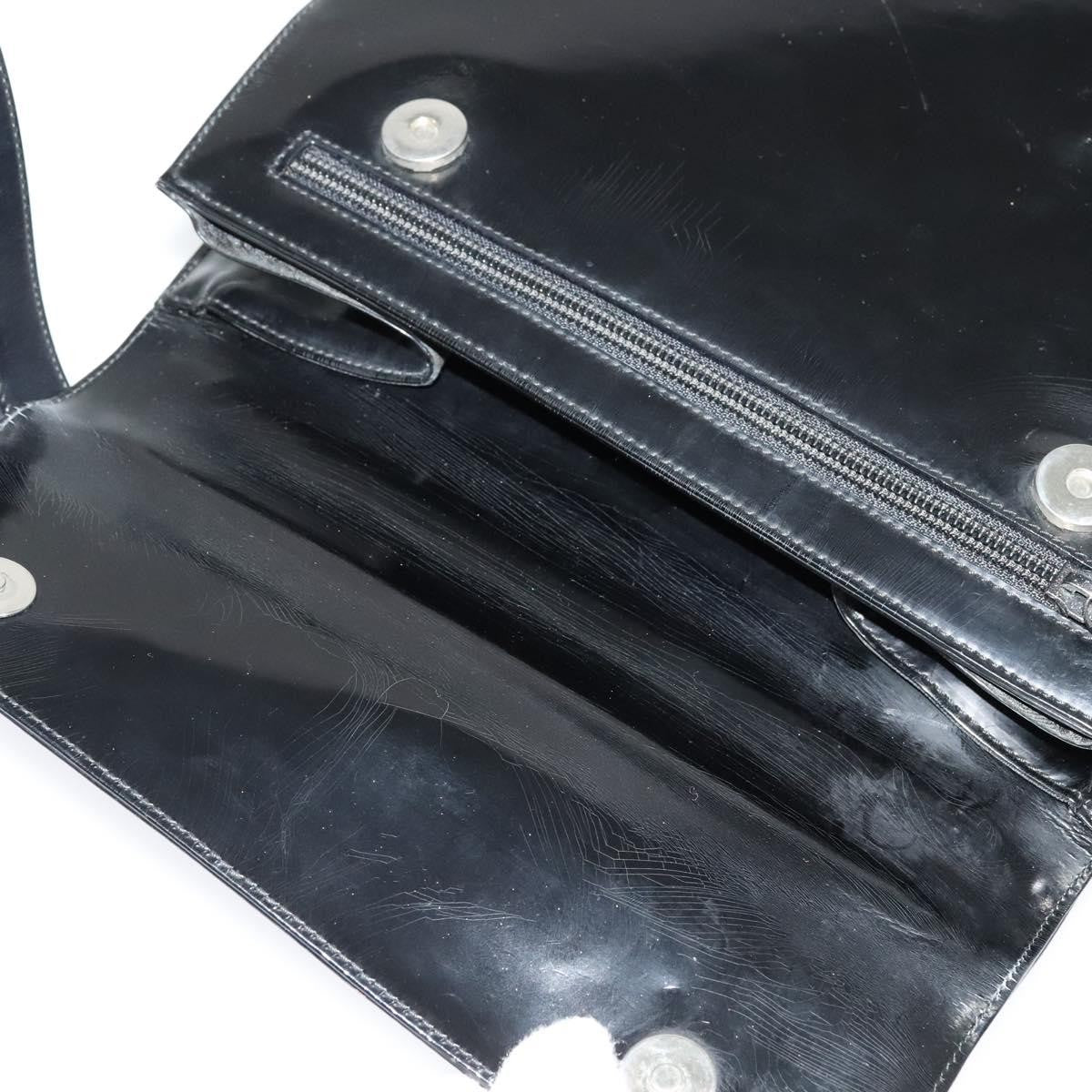 Salvatore Ferragamo Gancini Patent Leather Black Patent_Leather Shoulder Bag Bag (Pre-Owned)