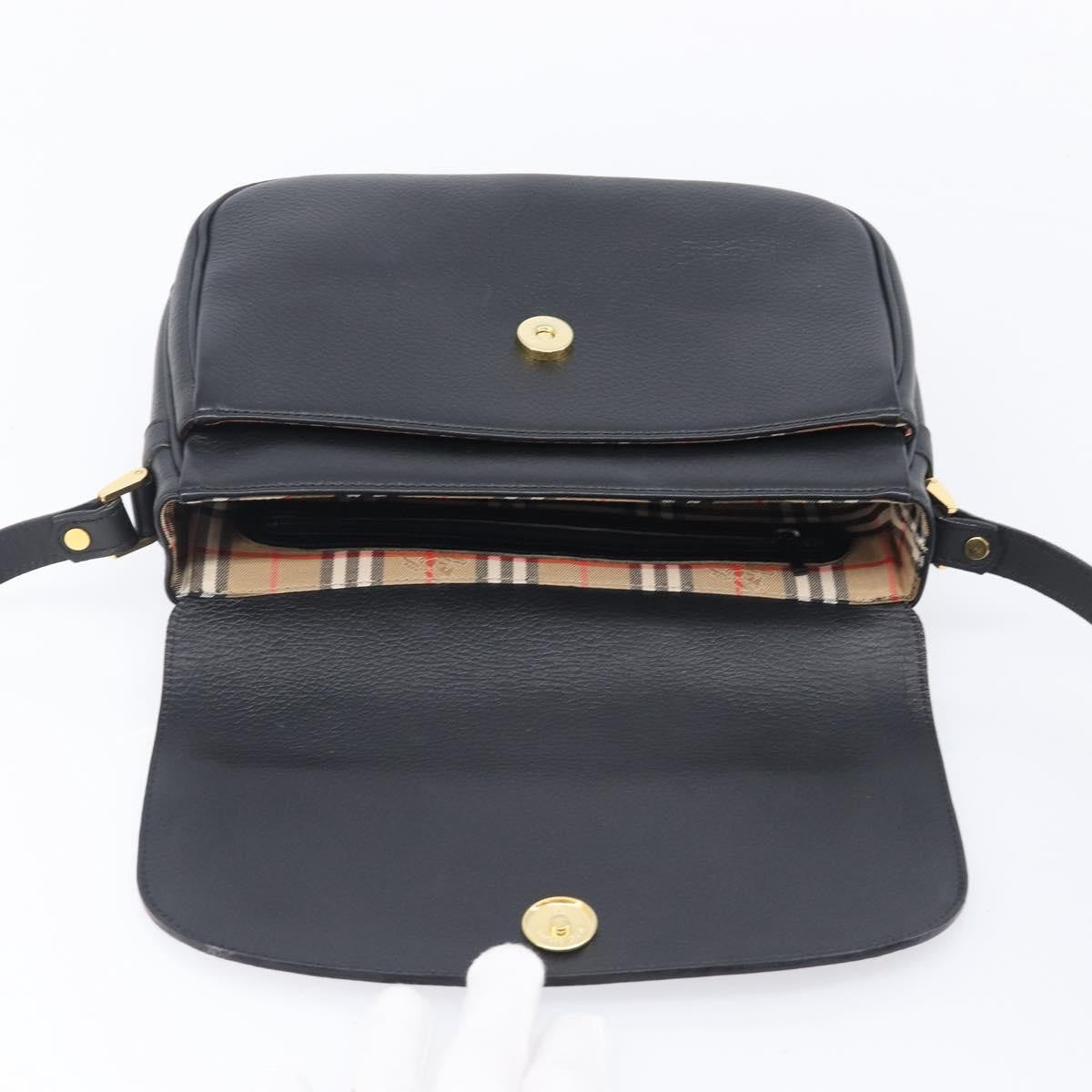 Burberry Shoulder Leather Black Leather Shoulder Bag Bag (Pre-Owned)