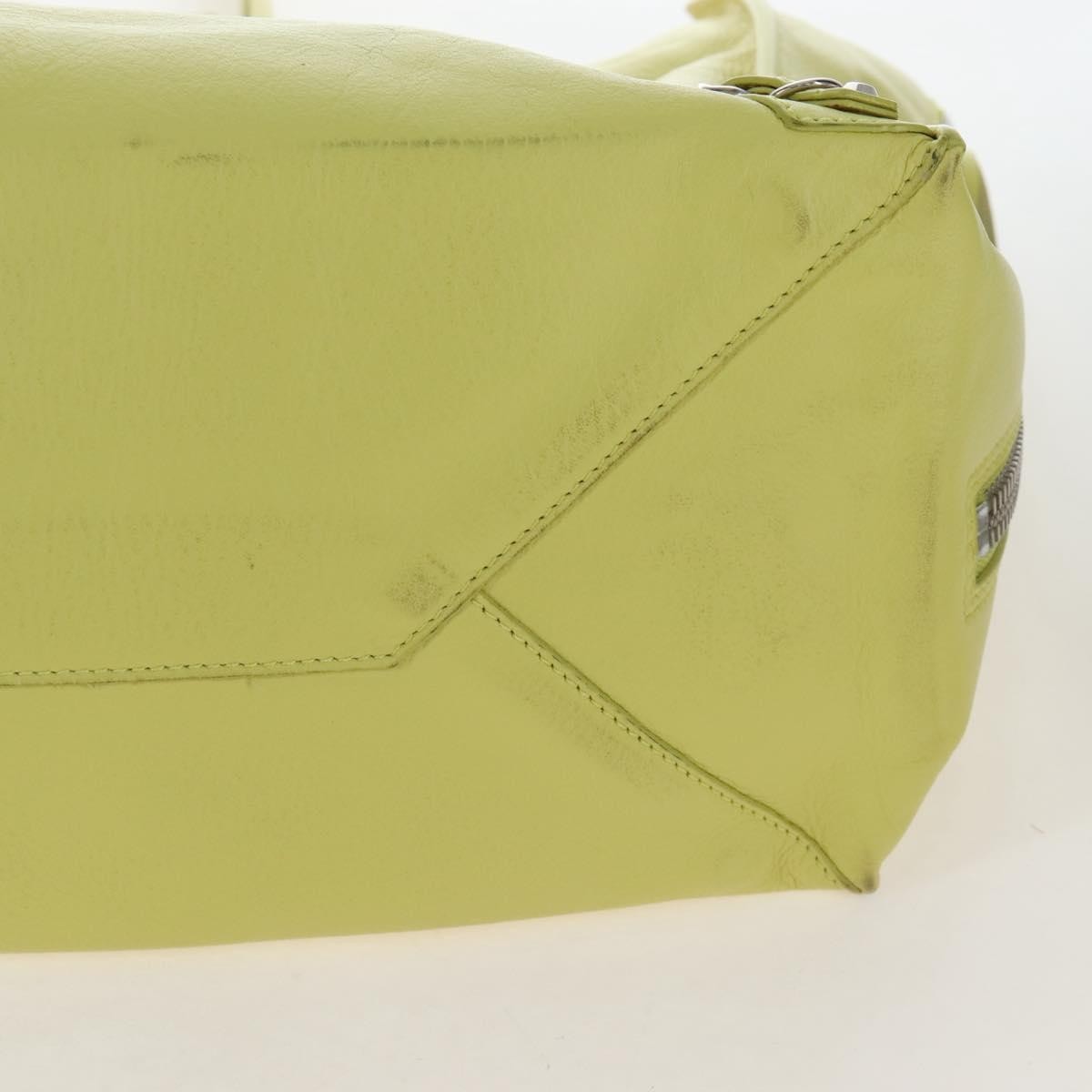 Balenciaga Papier A4 Zip Around Classic Studs Leather Yellow Leather Handbag (Pre-Owned)