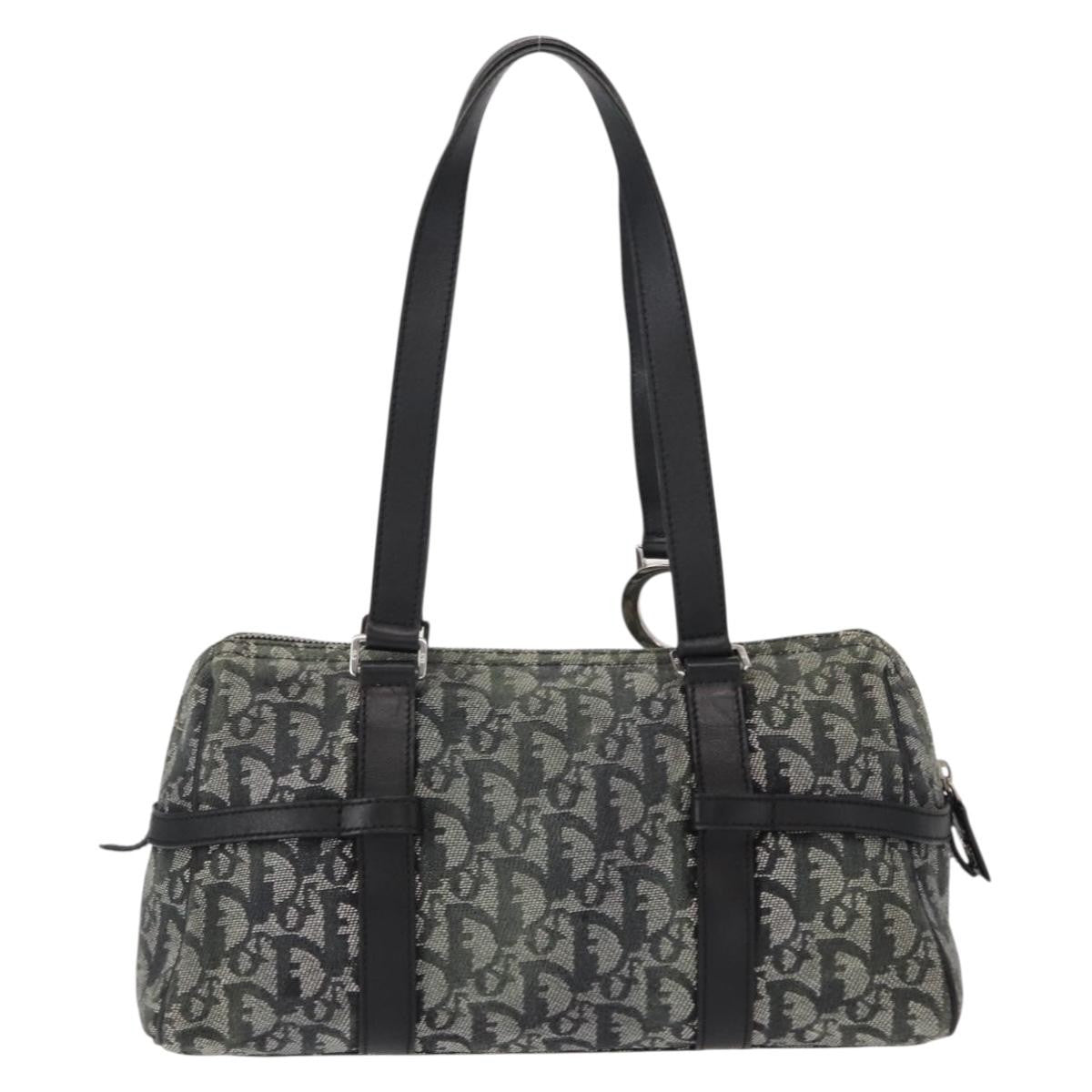 Christian Dior Vintage Trotter Zip Diorissimo Canvas Black Canvas Shoulder Bag Bag (Pre-Owned)