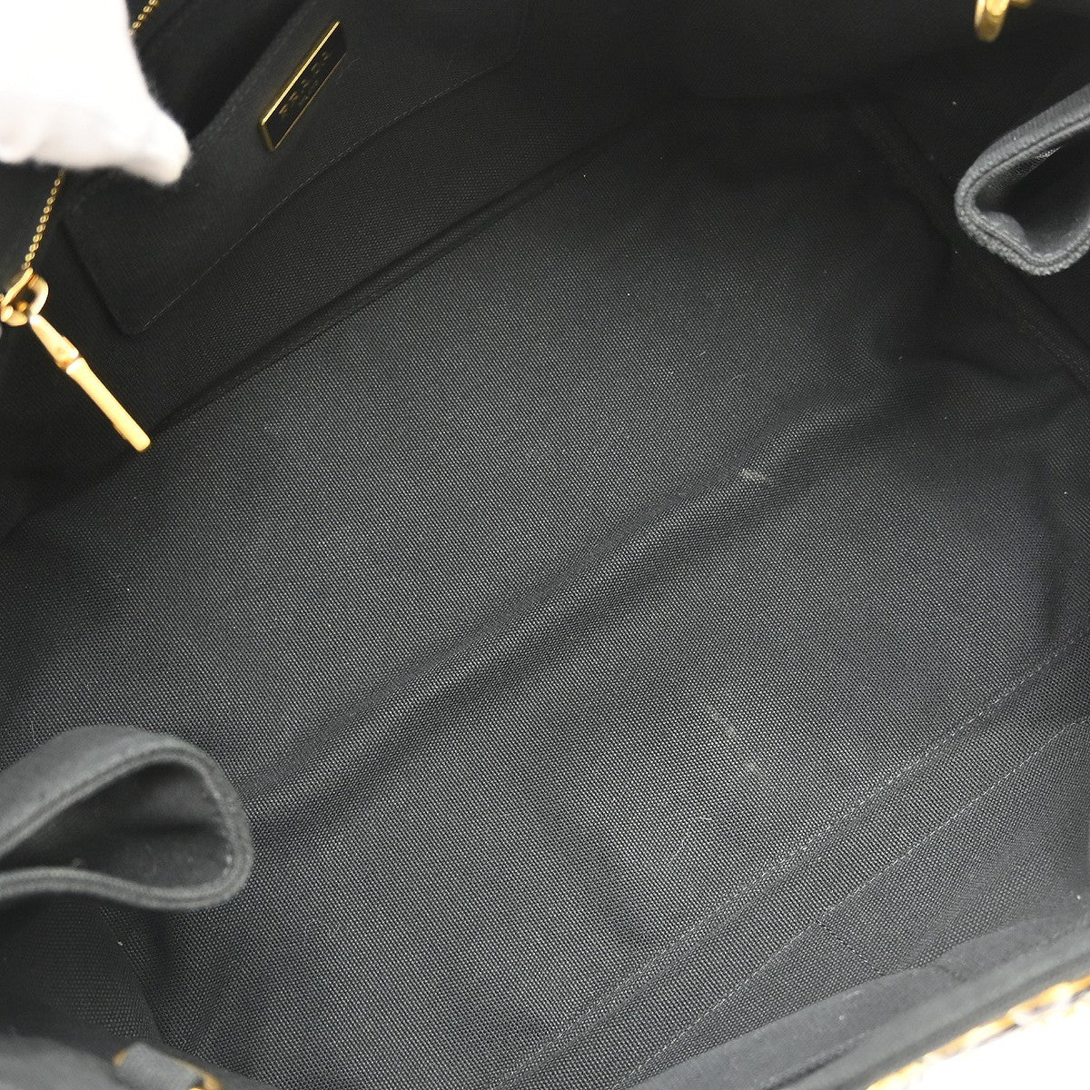 Prada Canapa Convertible Rhinestone Embellished Canvas Black Canvas Tote Bag Bag (Pre-Owned)