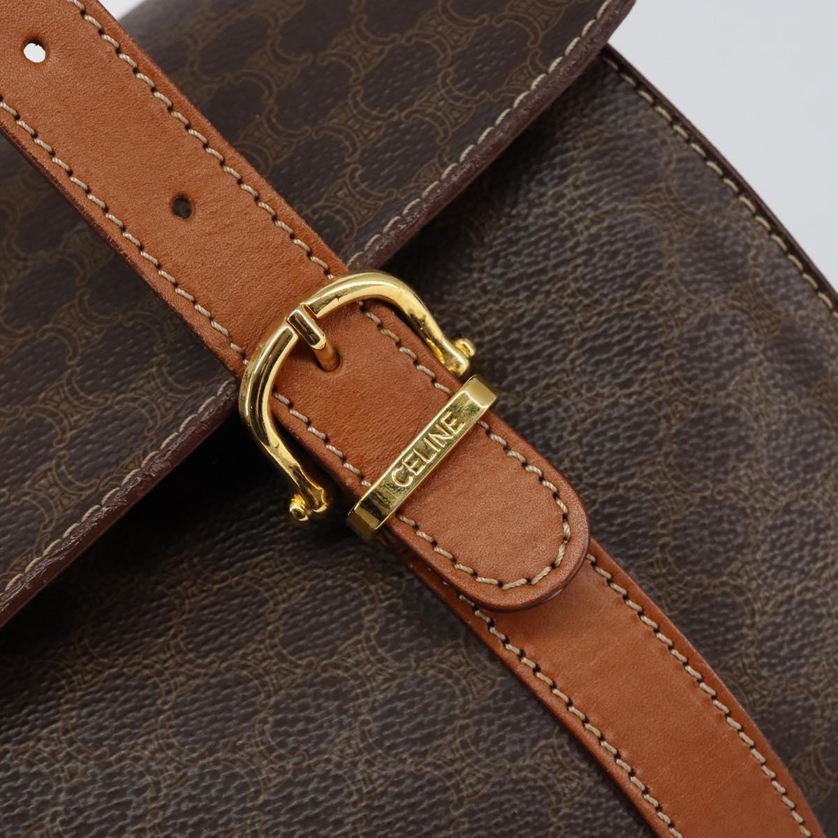 Celine Vintage Macadam Macadam Brown Canvas Handbag (Pre-Owned)