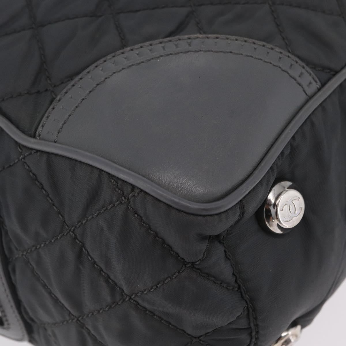 Chanel Vintage Cc Quilted Nylon Gray Nylon Tote Bag Bag (Pre-Owned)