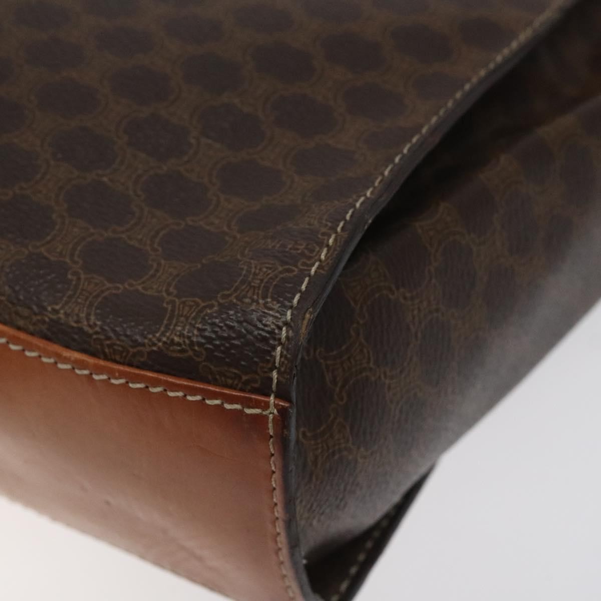 Celine Vintage Macadam Circle Logo Canvas And Leather Brown Canvas Shoulder Bag Bag (Pre-Owned)