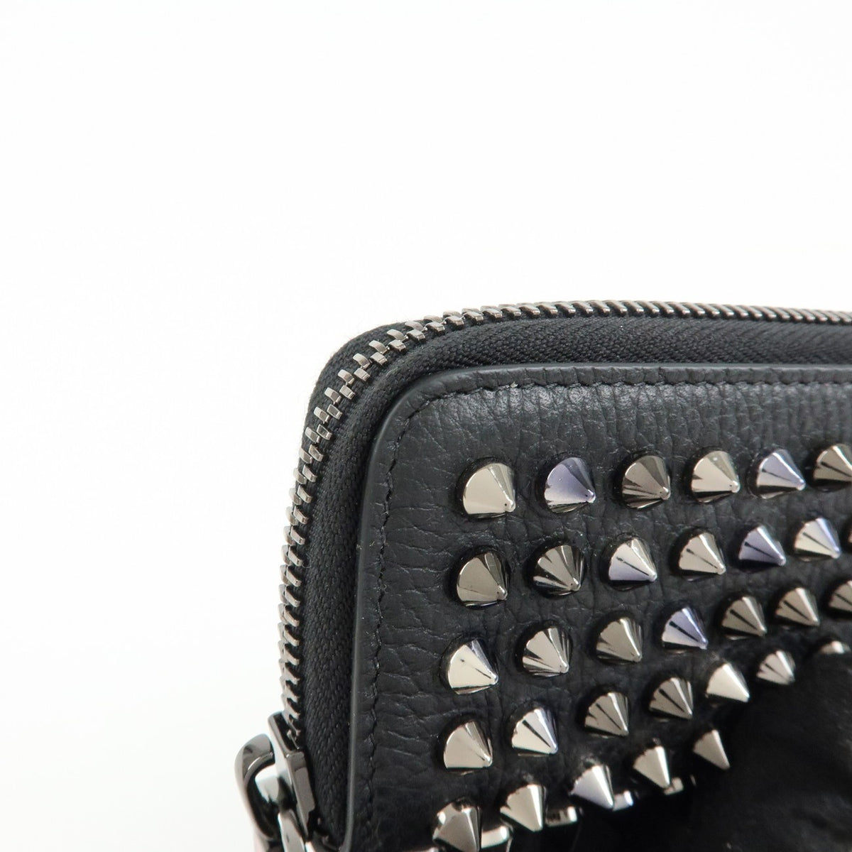Christian Louboutin Panettone Coin Purse Spiked Leather Black Leather Wallets Accessory (Pre-Owned)