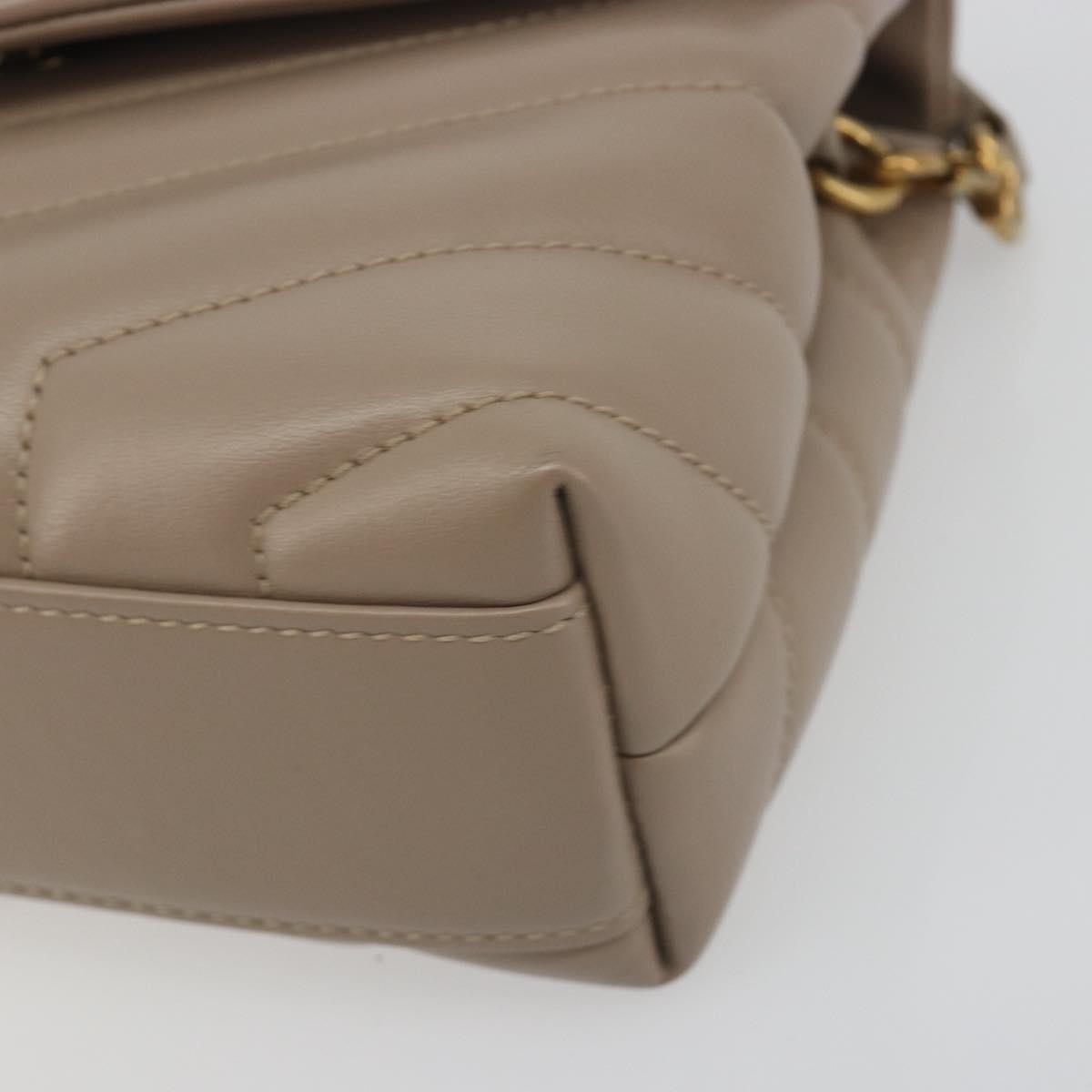 Saint Laurent Loulou Puffer Quilted Leather Beige Leather Shoulder Bag Bag (Pre-Owned)