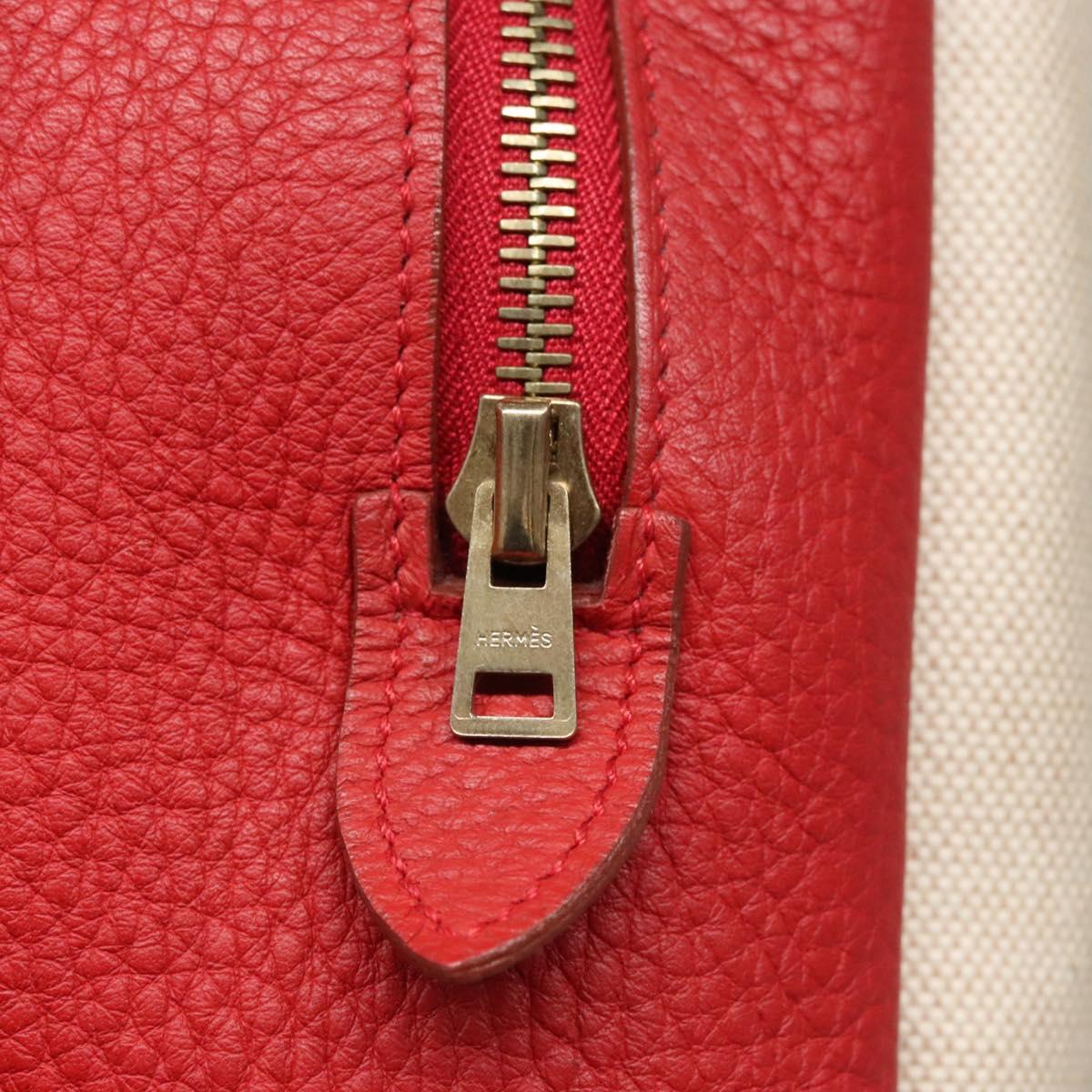 Hermes Victoria Messenger Toile With Leather Beige Canvas Bag (Pre-Owned)