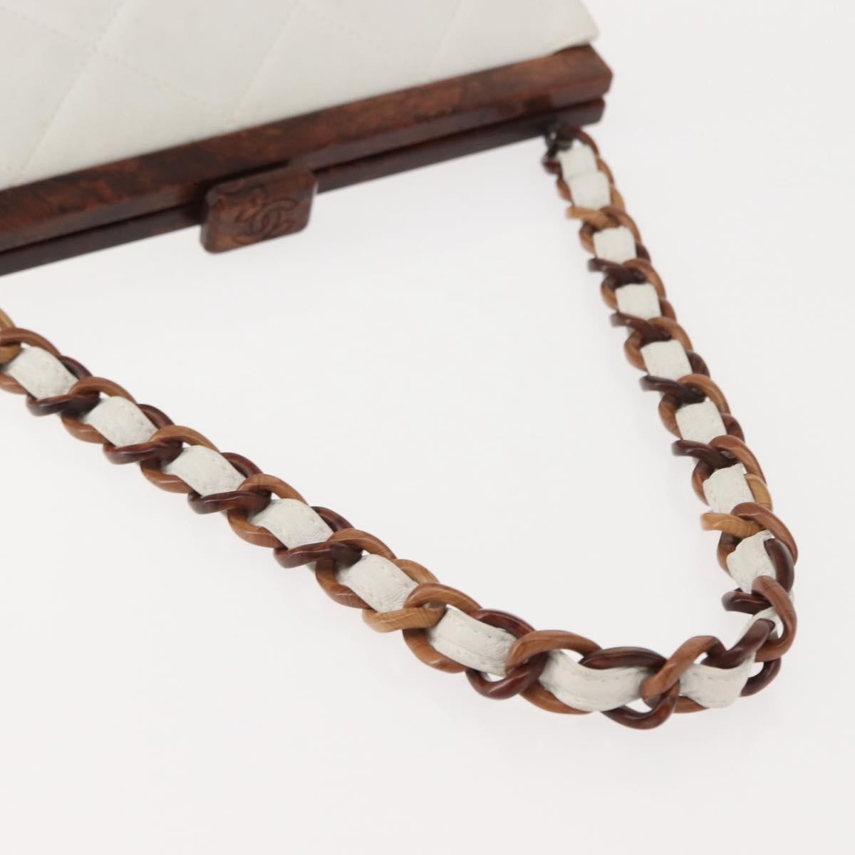 Chanel Resin Chain Clutch Bag Quilted Leather & Tortoise-Shell Motif Resin White Leather Clutche & Pouche Bag (Pre-Owned)