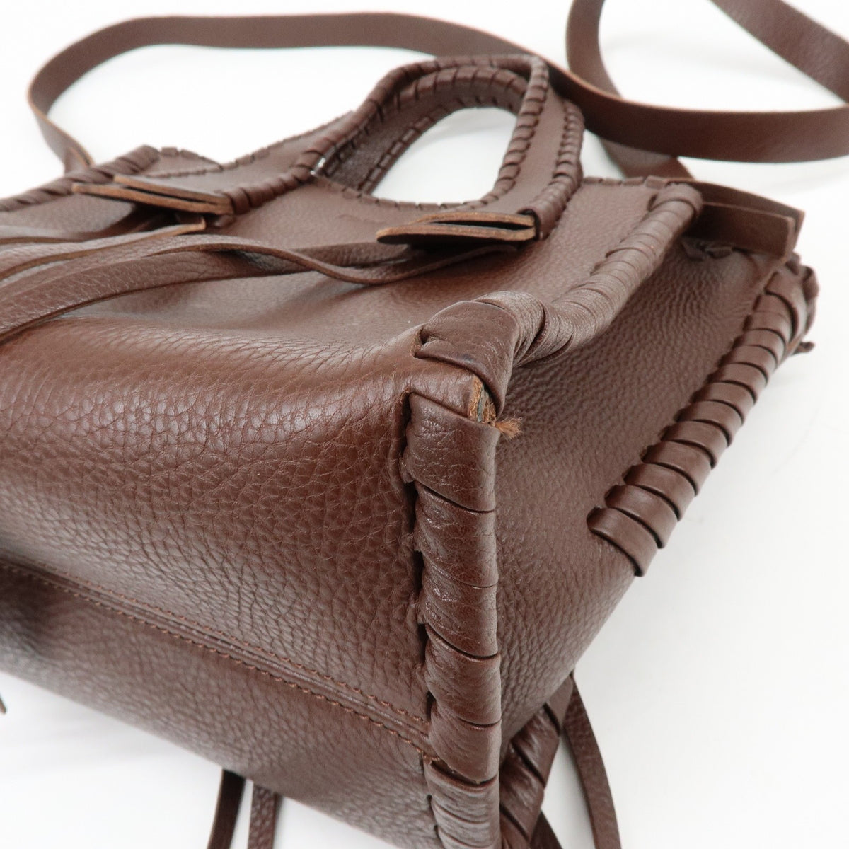 Chloe Mony Leather Brown Leather Tote Bag Bag (Pre-Owned)