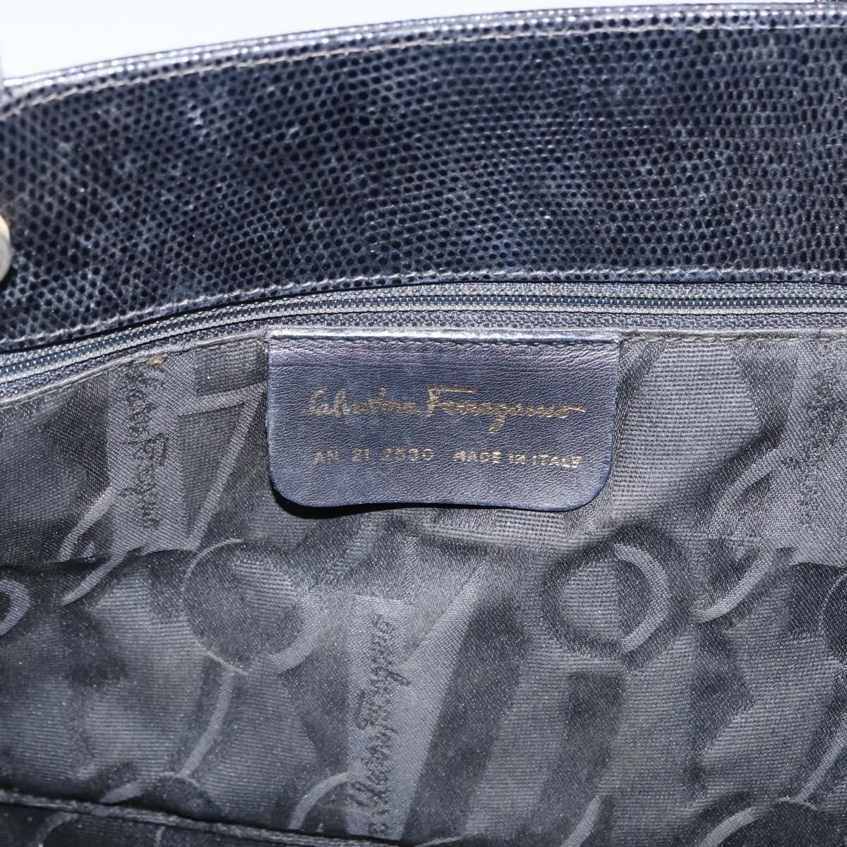 Salvatore Ferragamo Vara Tote Leather Black Leather Tote Bag Bag (Pre-Owned)