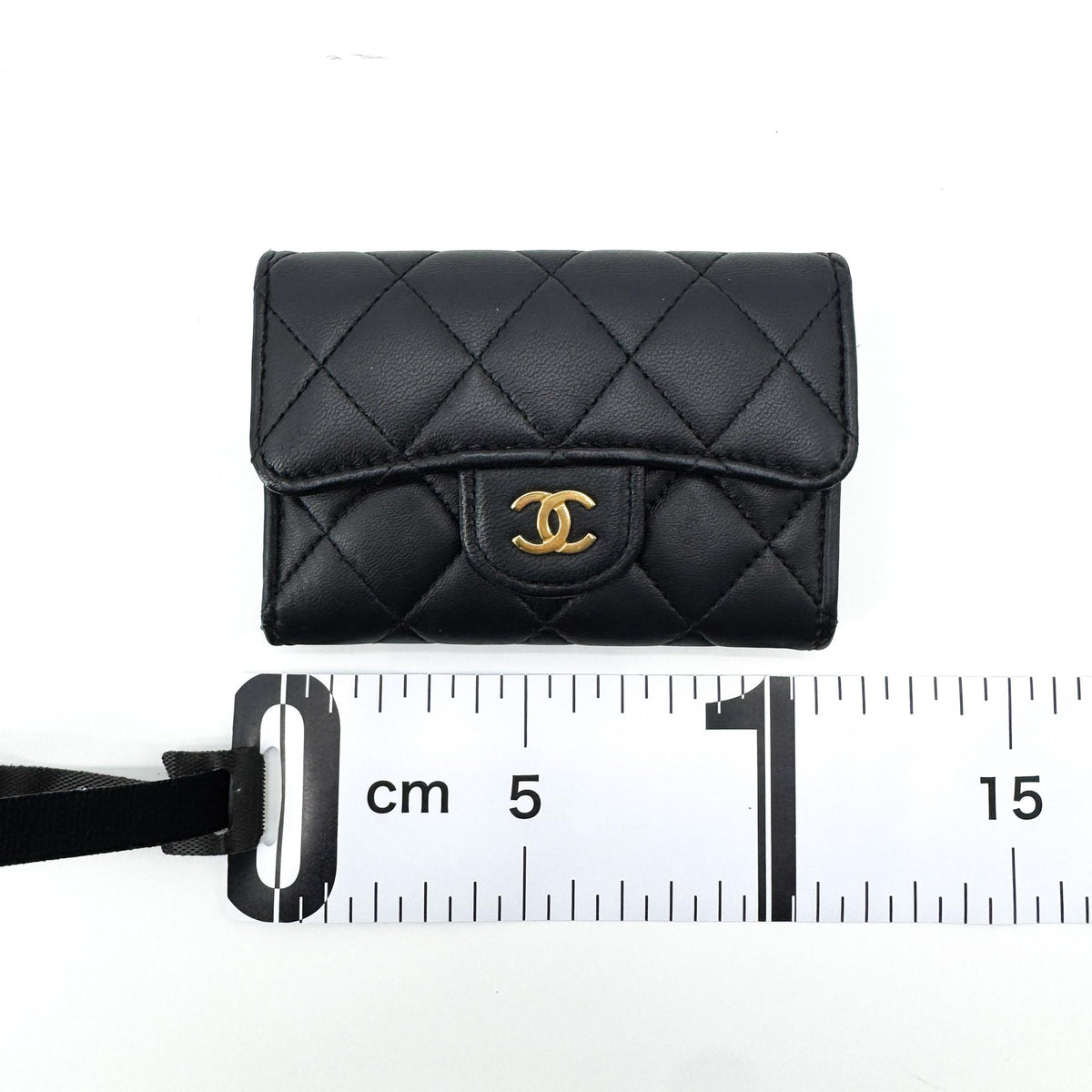 Chanel Classic Flap Card Holder Quilted Caviar Black Leather Card Holders Accessory (Pre-Owned)