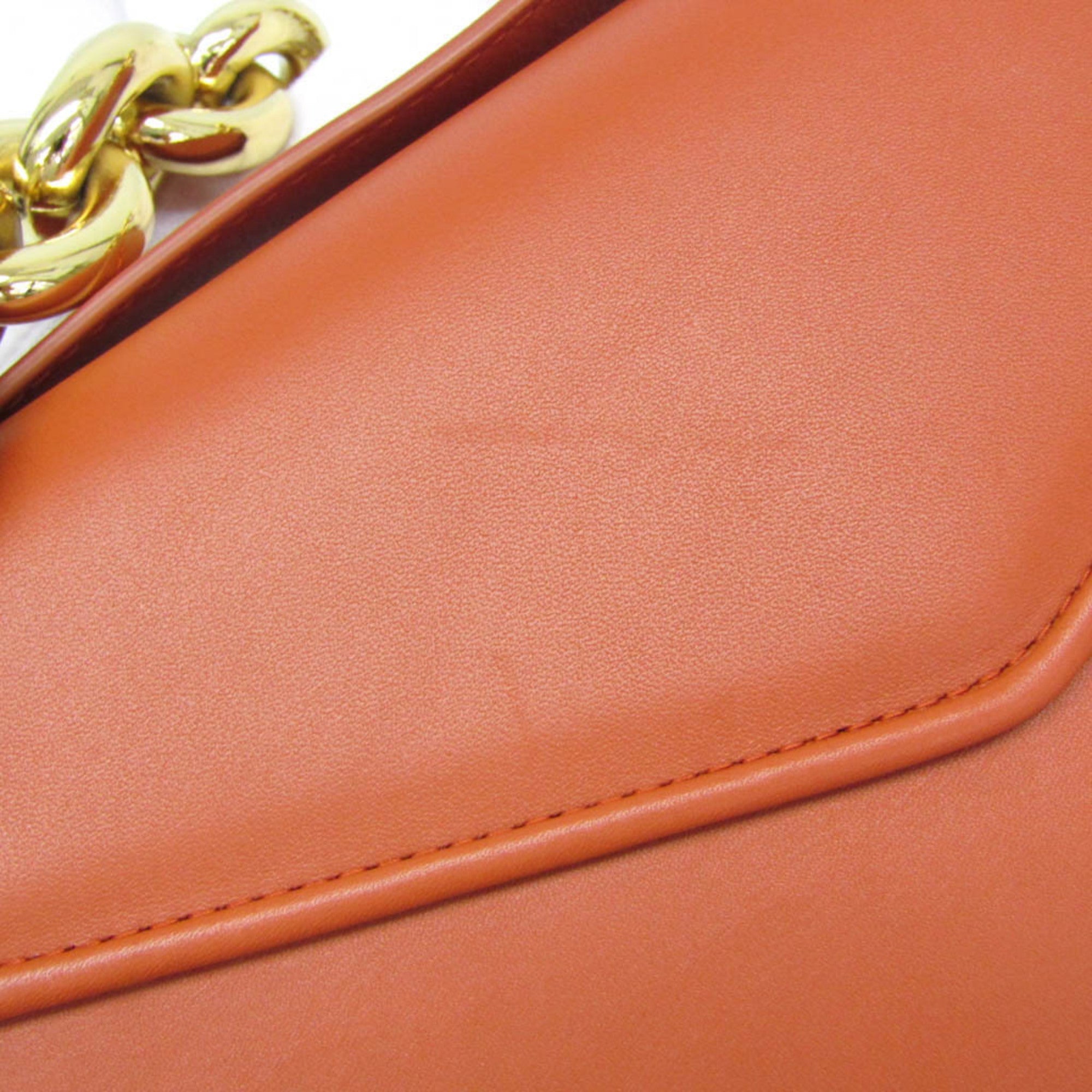 Bottega Veneta Mount Leather Orange Leather Shoulder Bag Bag (Pre-Owned)