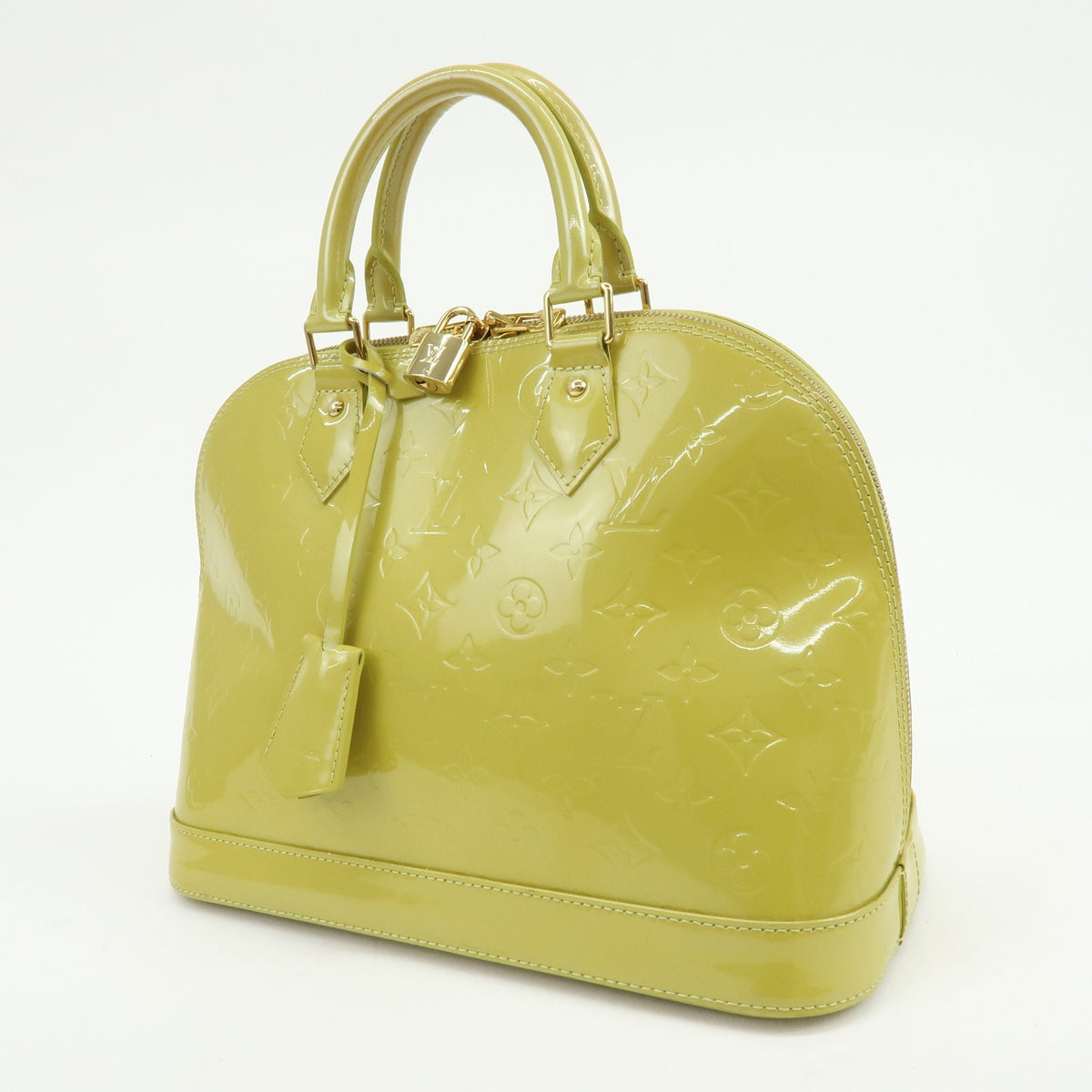 Louis Vuitton Alma Monogram Vernis Green Patent_Leather Handbag (Pre-Owned)