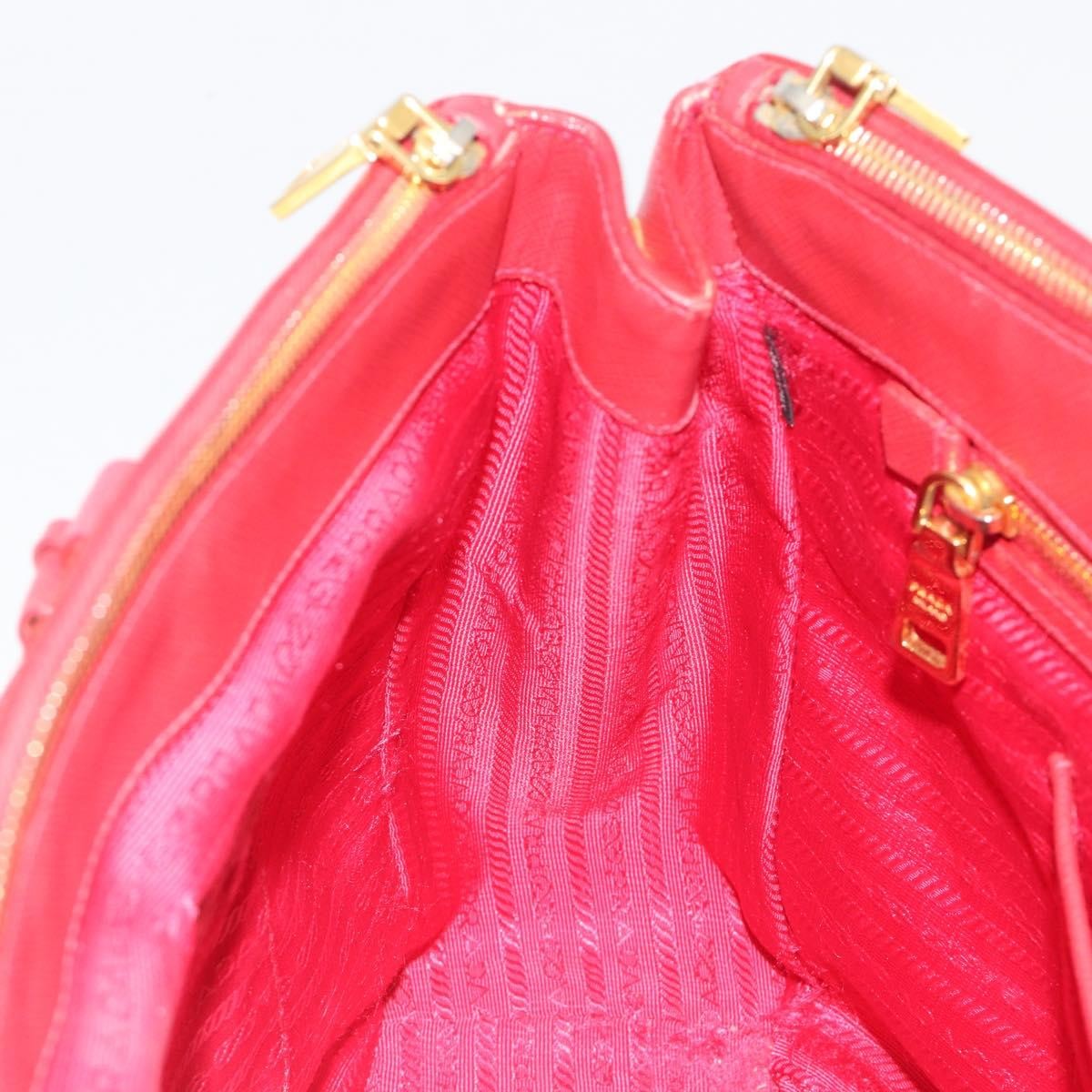 Prada Double Zip Lux Tote Saffiano Leather Red Leather Handbag (Pre-Owned)
