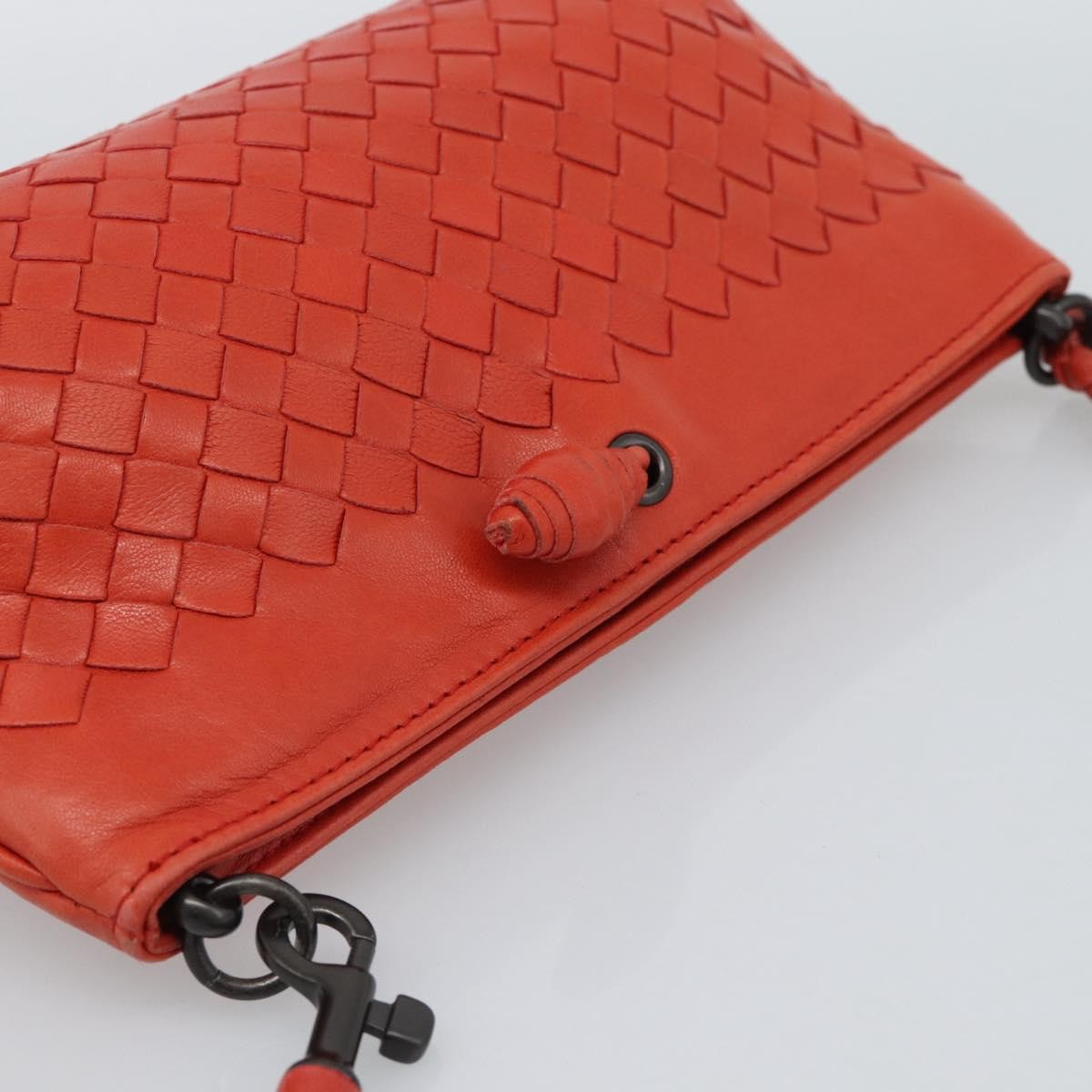 Bottega Veneta Zip Clutch Leather With Intrecciato Snakeskin Detail Red Leather Clutche & Pouche Bag (Pre-Owned)