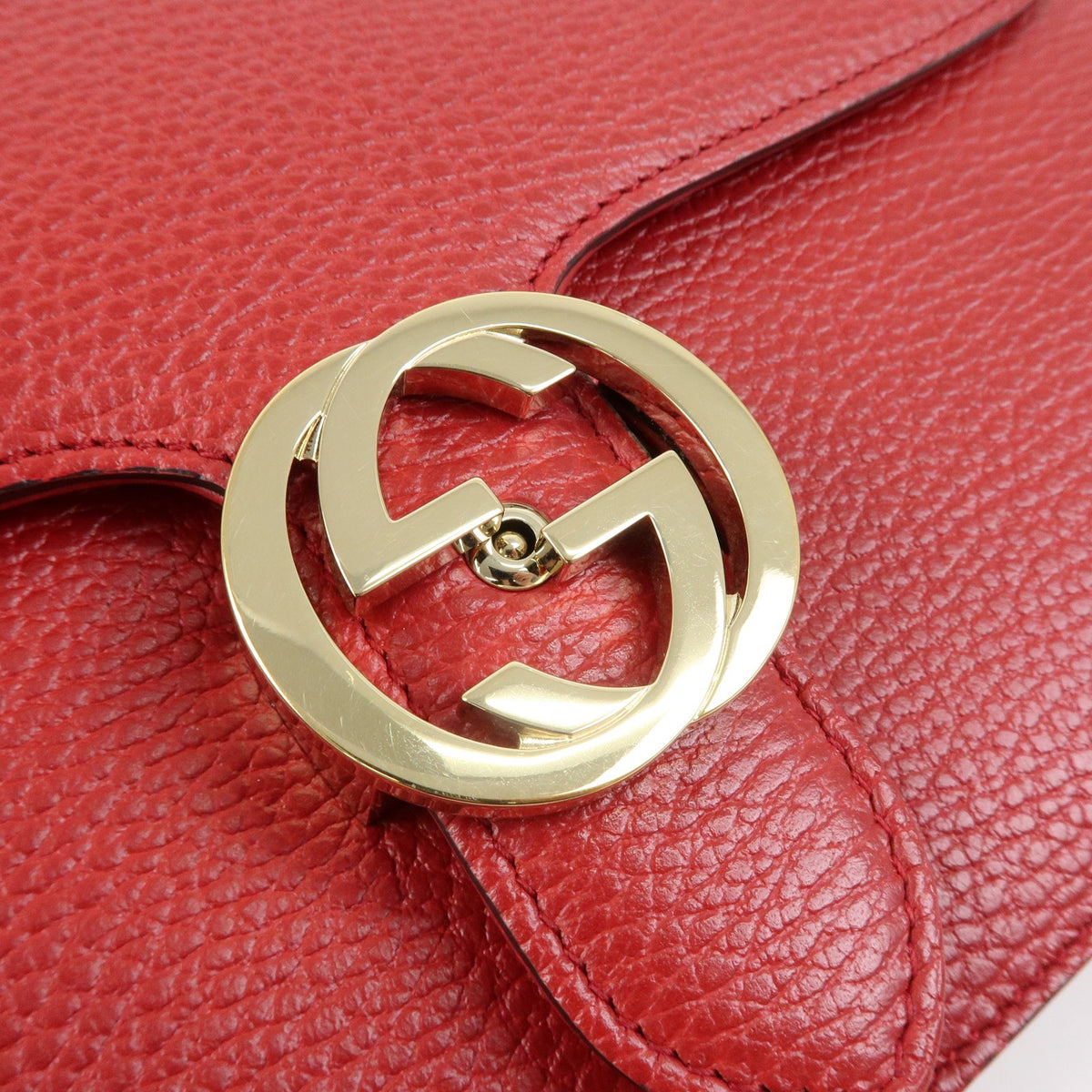 Gucci Interlocking Leather Red Leather Shoulder Bag Bag (Pre-Owned)