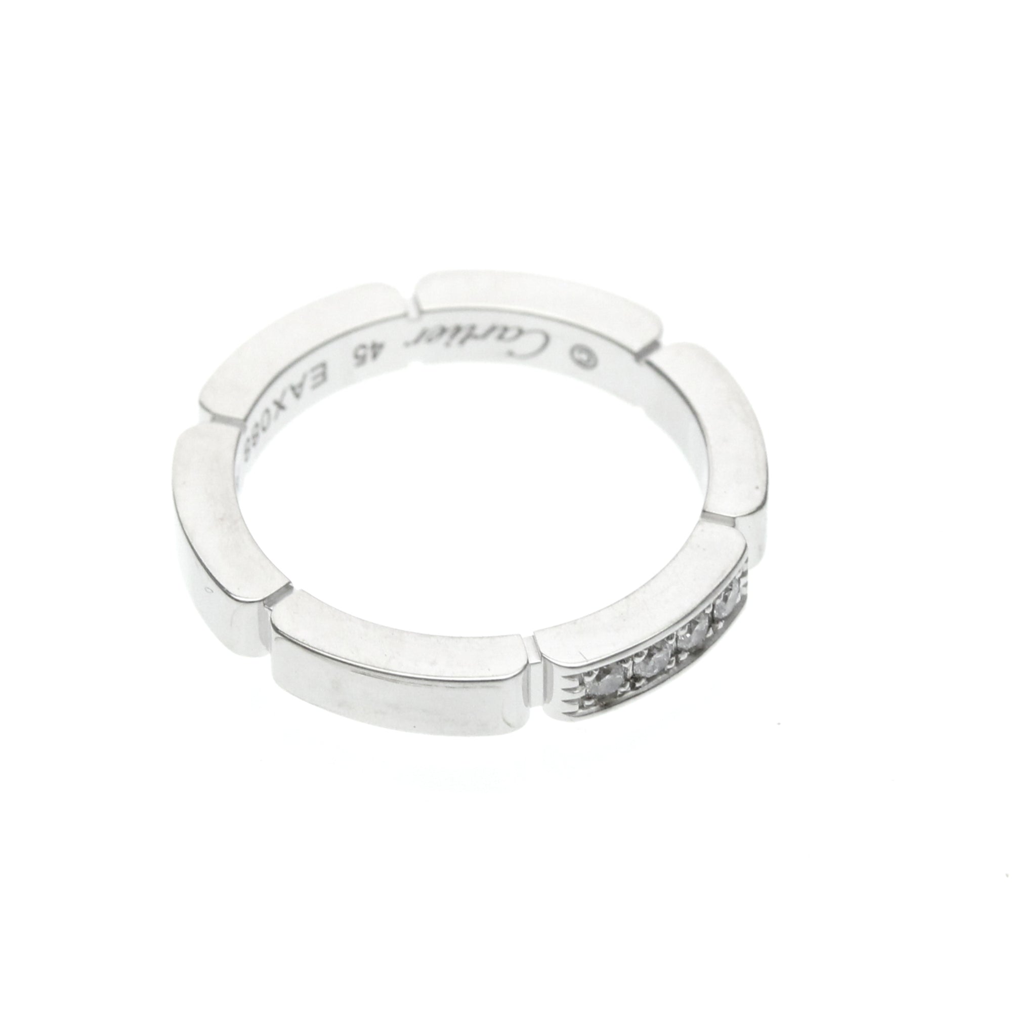 Cartier Maillon Panthere Band 18K White Gold With 4 Diamonds Silver White_Gold Ring Jewelry (Pre-Owned)