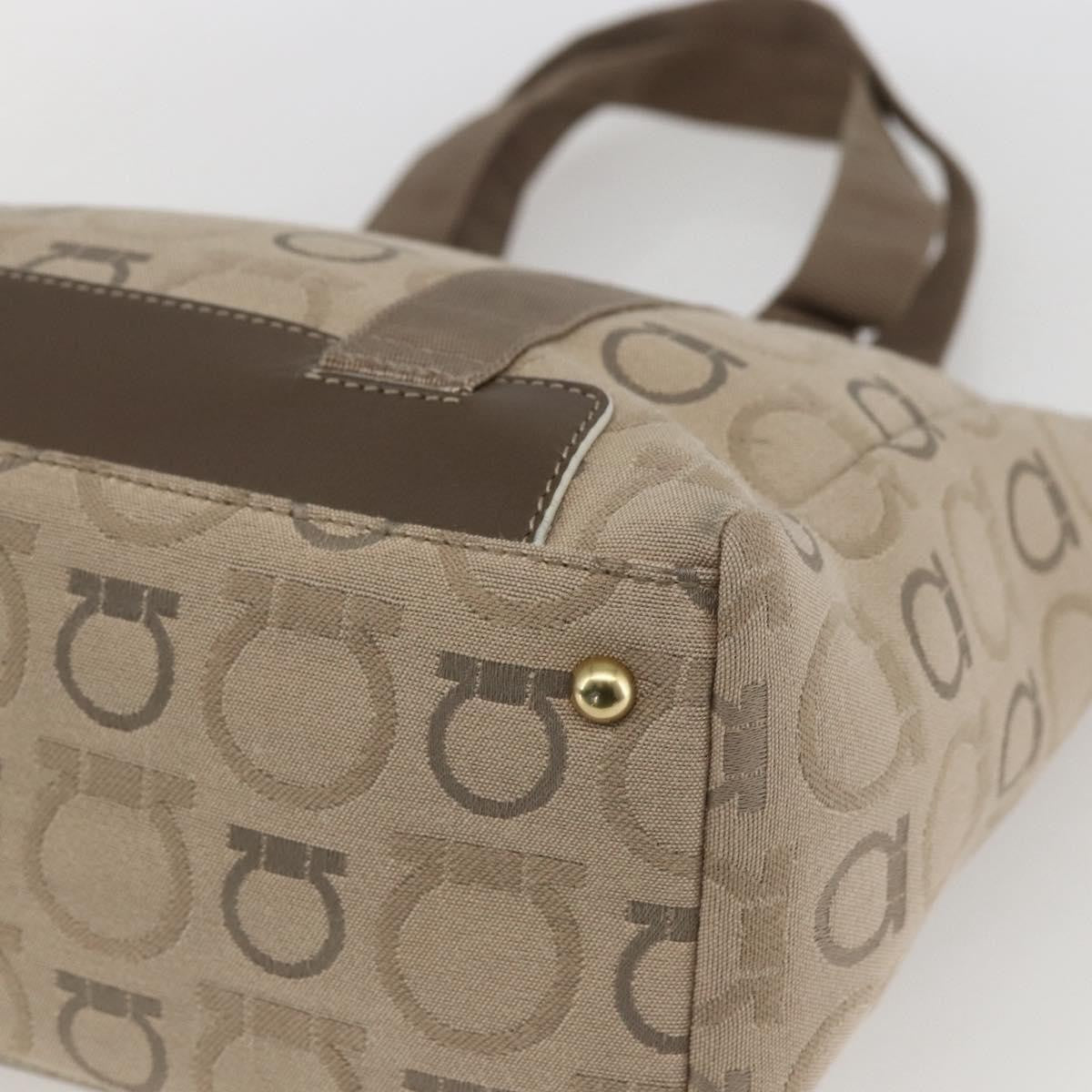 Salvatore Ferragamo Gancini Tote Gancini Canvas Beige Canvas Tote Bag Bag (Pre-Owned)