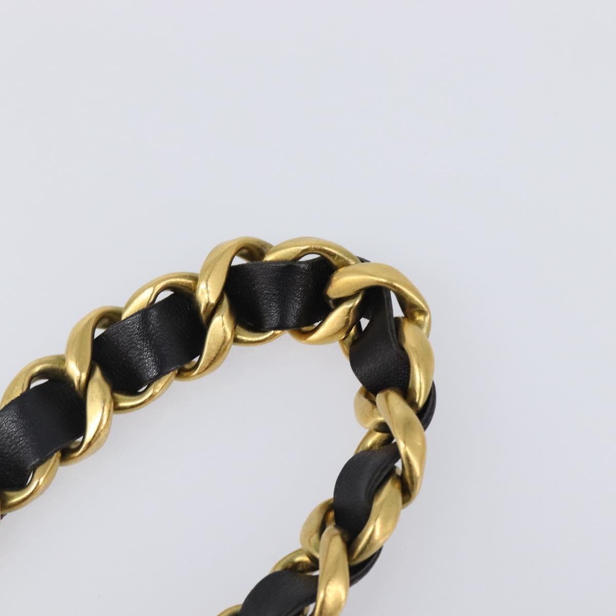 Chanel Vintage Chain Belt Metal And Leather Black Leather Belts Accessory (Pre-Owned)