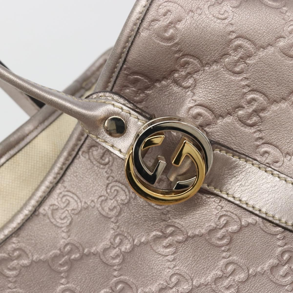 Gucci Twins Tote Guccissima Leather Pink Canvas Tote Bag Bag (Pre-Owned)