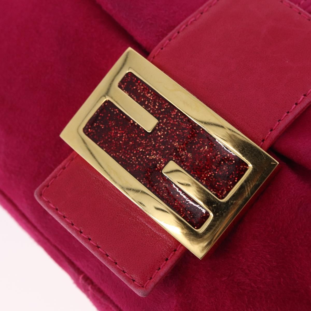 Fendi Baguette Leather Pink Suede Handbag (Pre-Owned)