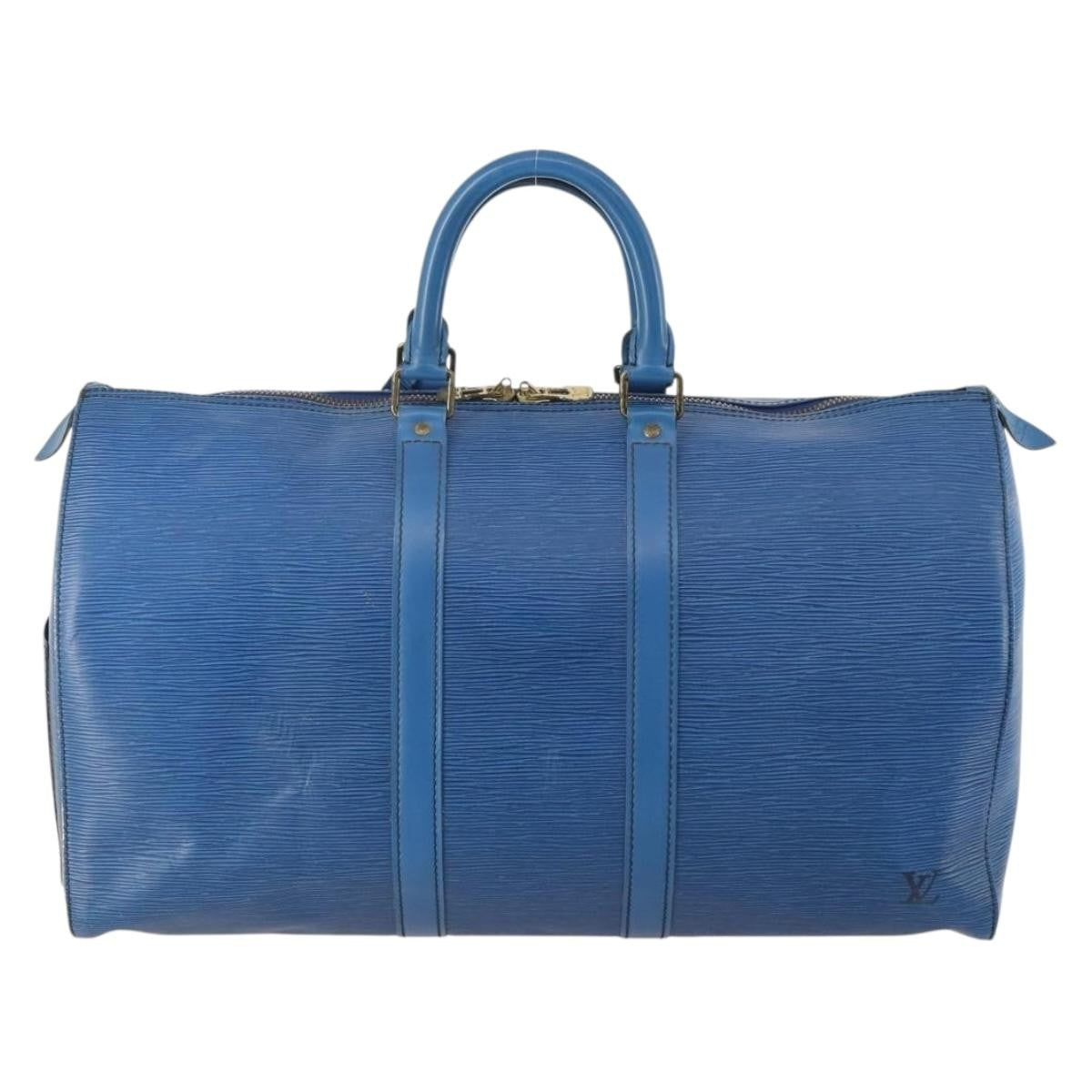 Louis Vuitton Keepall Epi Leather Blue Leather Travel Bag Bag (Pre-Owned)