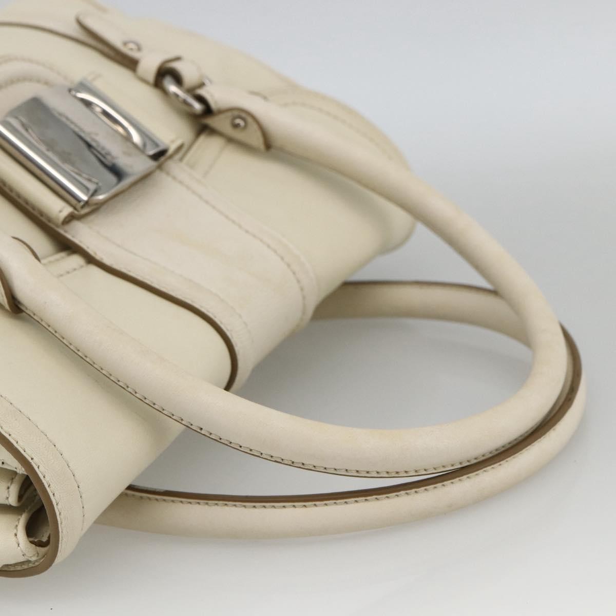 Salvatore Ferragamo Vintage Leather White Leather Handbag (Pre-Owned)