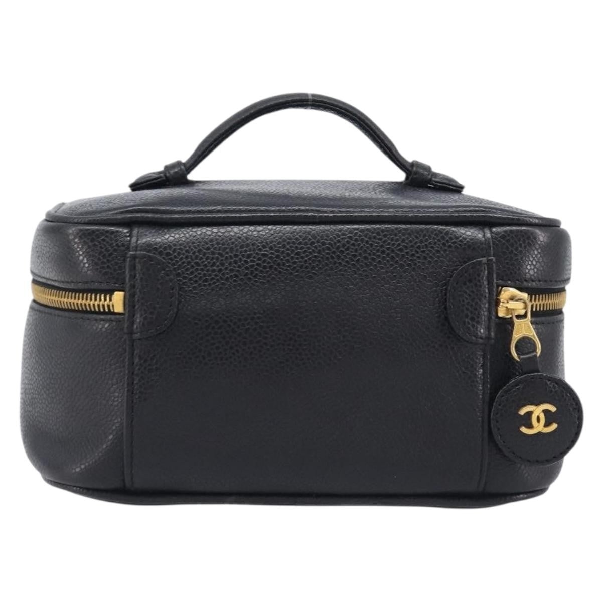 Chanel Vintage Timeless Cosmetic Case Caviar Black Leather Clutche & Pouche Bag (Pre-Owned)
