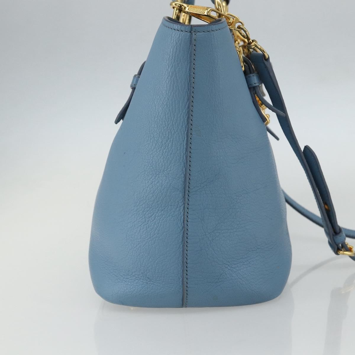 Miu Miu Madras Convertible Lock Leather Blue Leather Tote Bag Bag (Pre-Owned)