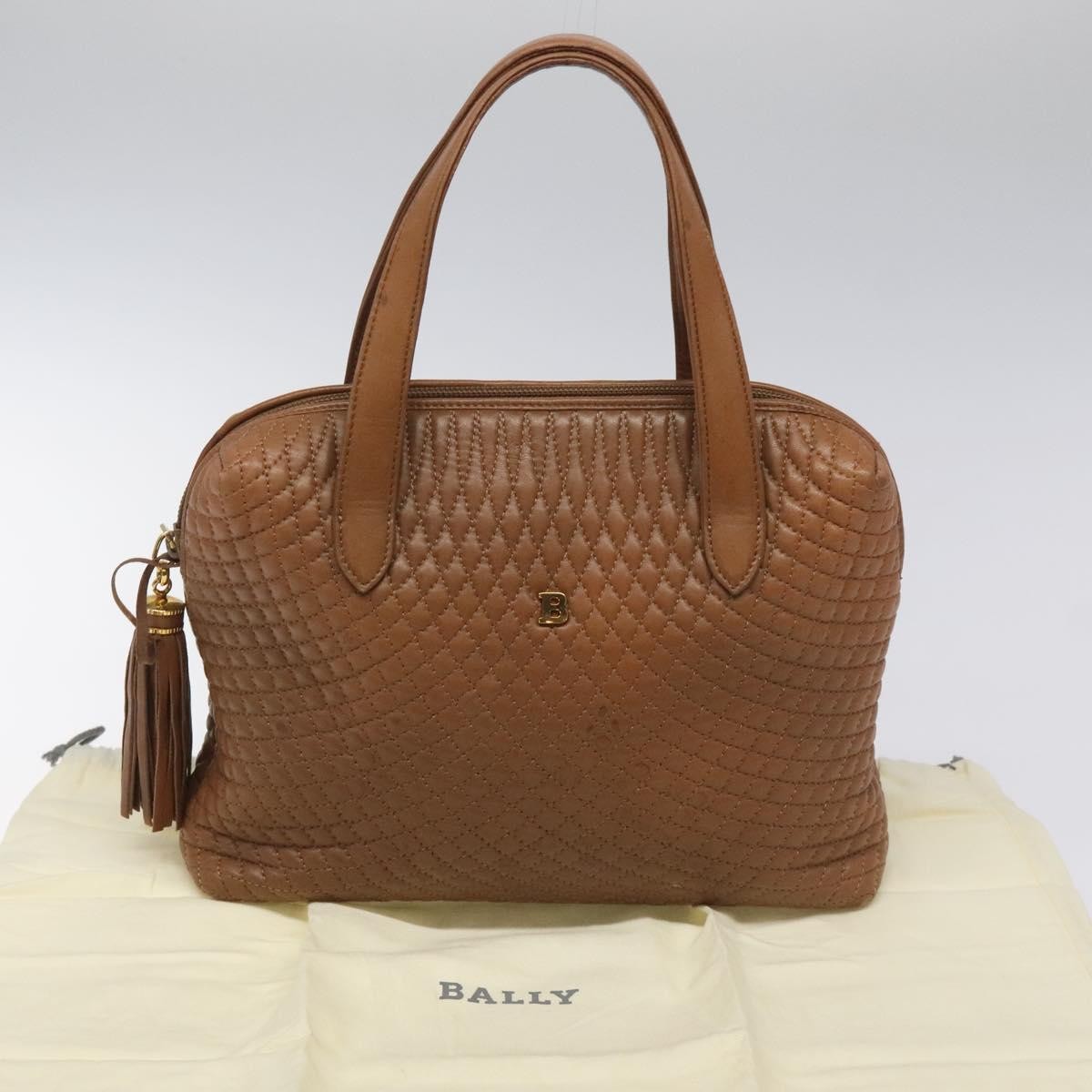 Bally Vintage Quilted Leather Brown Leather Handbag (Pre-Owned)