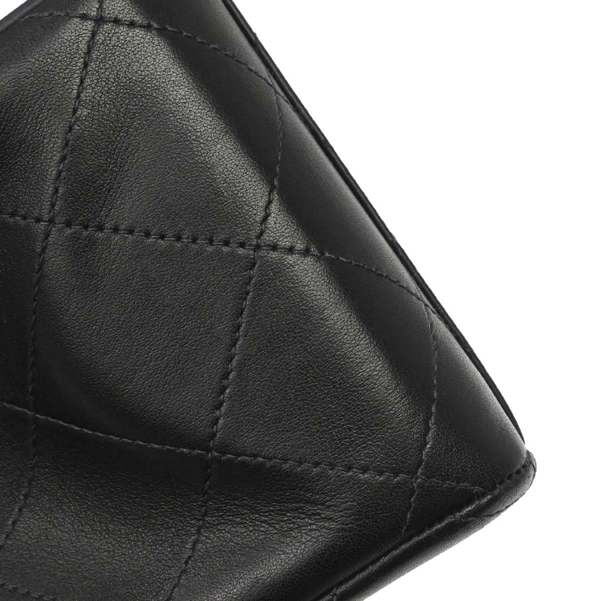 Chanel Vintage Cc Chain Flap Shoulder Quilted Lambskin Black Leather Handbag (Pre-Owned)