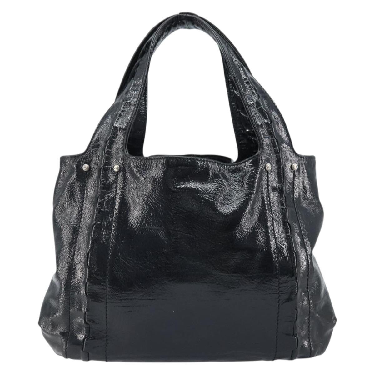 Salvatore Ferragamo Gancini Handle Tote Leather Black Leather Handbag (Pre-Owned)