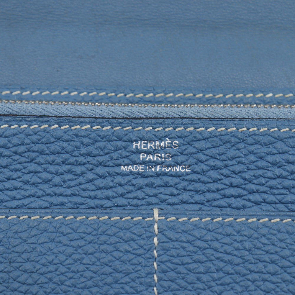 Hermes Dogon Duo Combined Leather Blue Leather Wallets Accessory (Pre-Owned)
