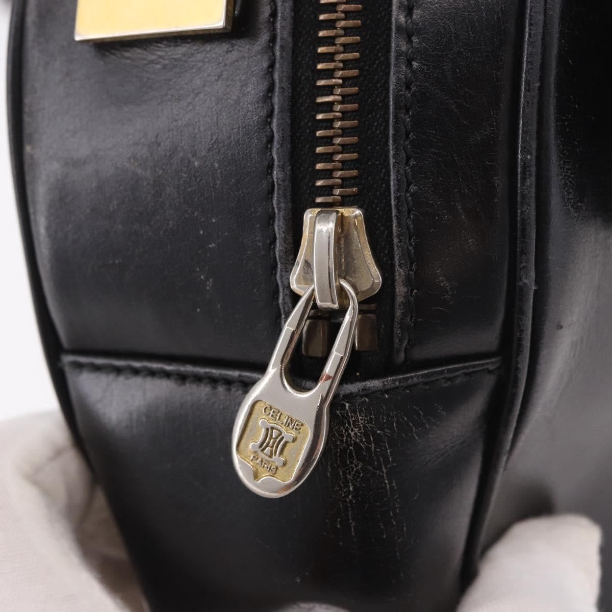 Celine Vintage Circle Logo Leather Black Leather Shoulder Bag Bag (Pre-Owned)